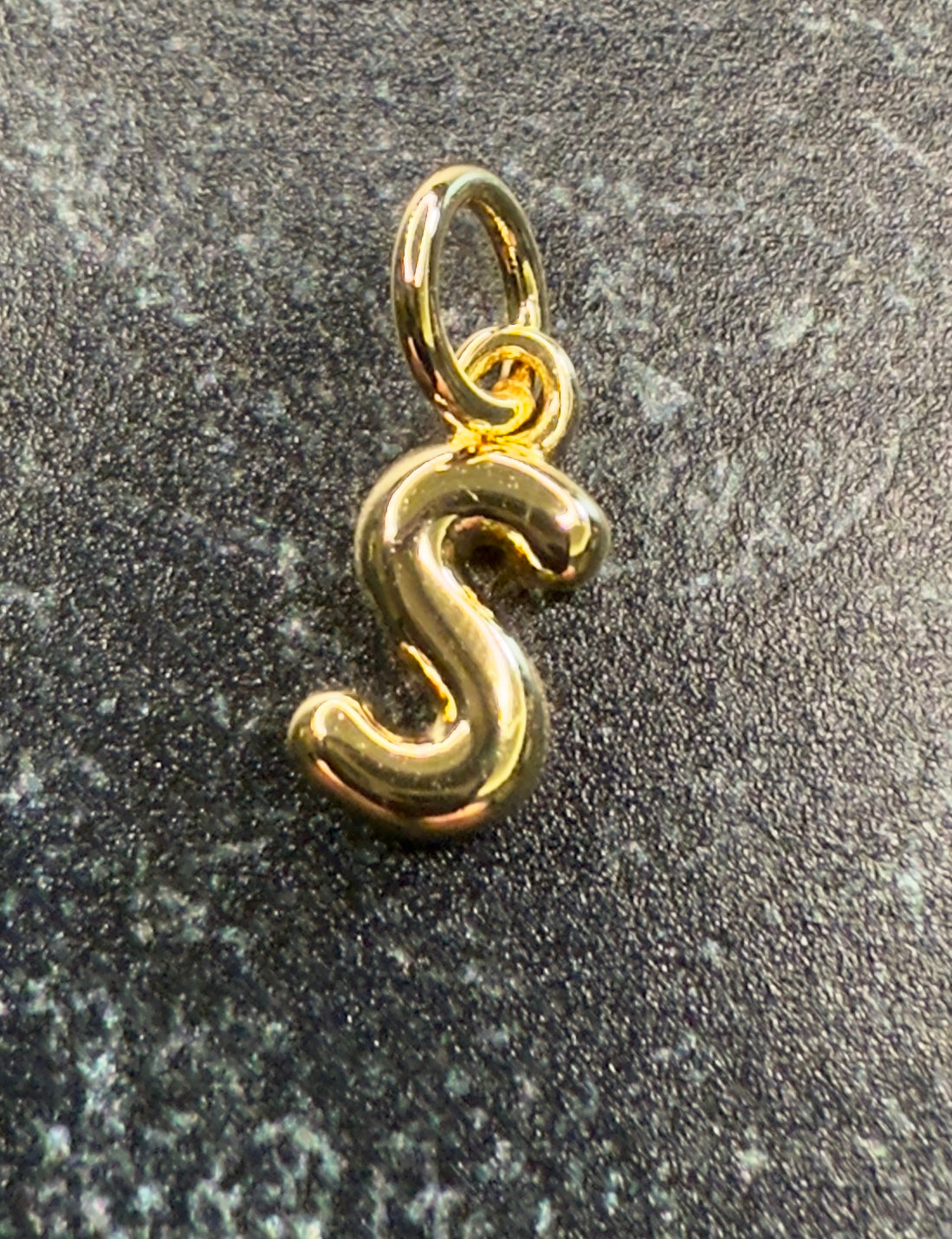 14K Gold Puff Initial Charm on a Ball Chain Necklace