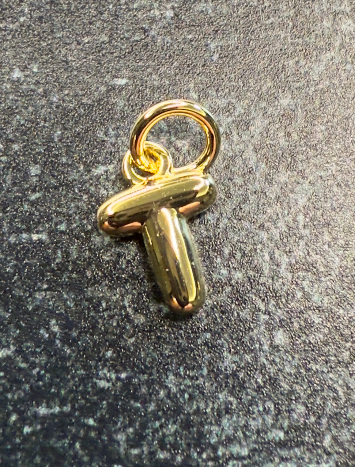 14K Gold Puff Initial Charm on a Ball Chain Necklace