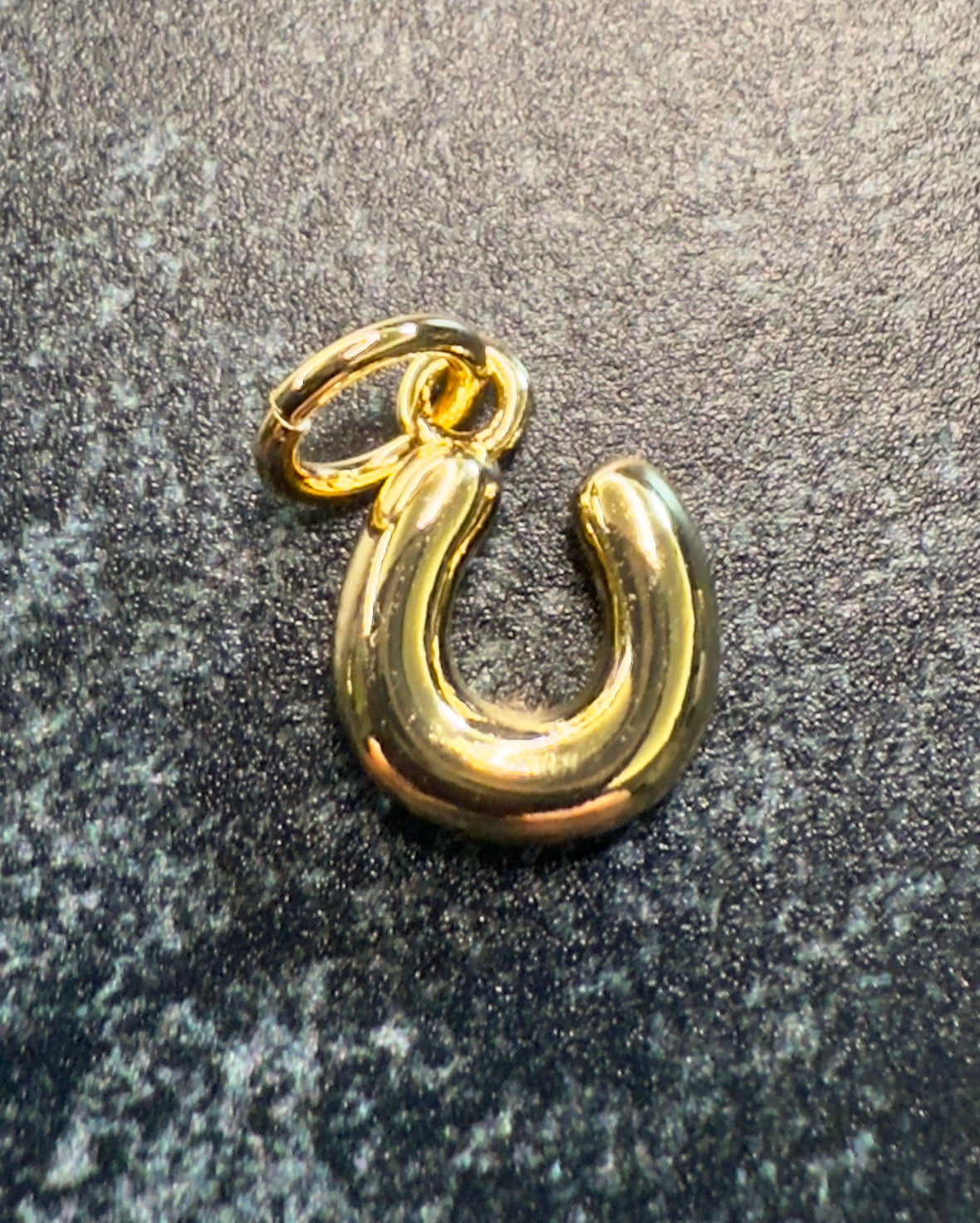 14K Gold Puff Initial Charm on a Ball Chain Necklace