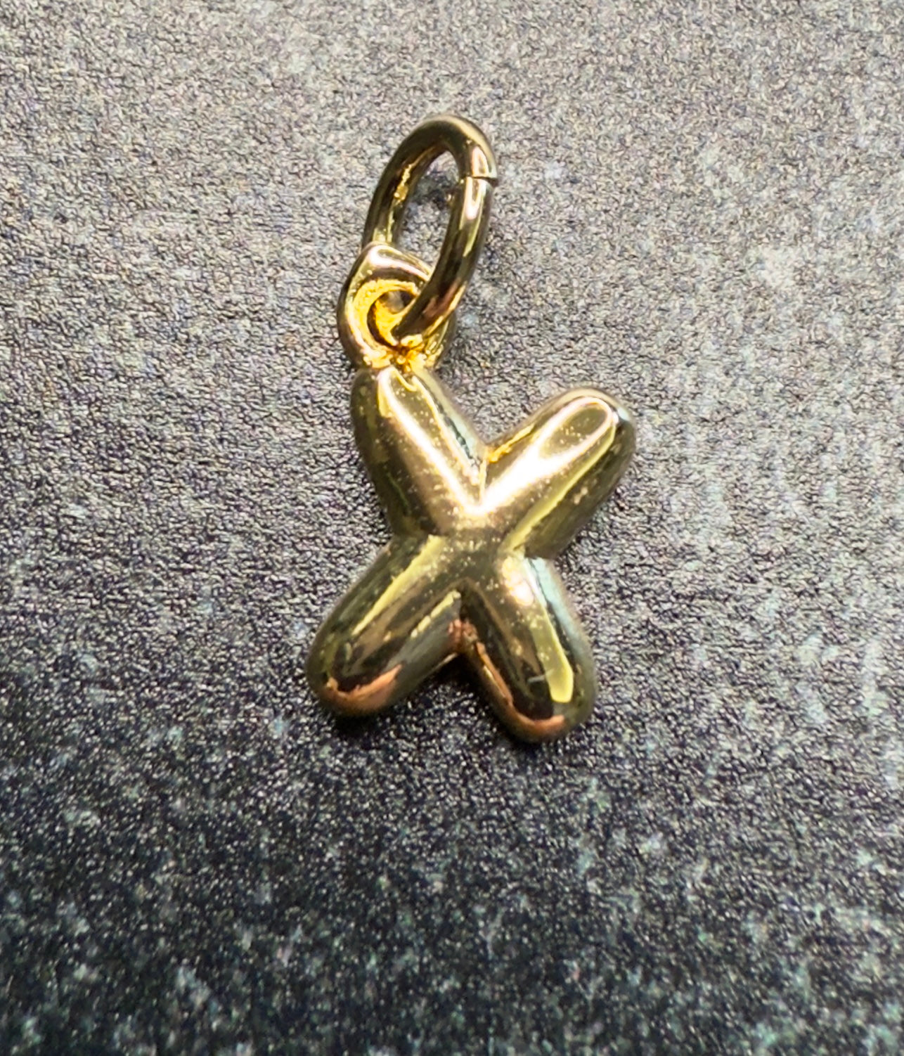 14K Gold Puff Initial Charm on a Ball Chain Necklace