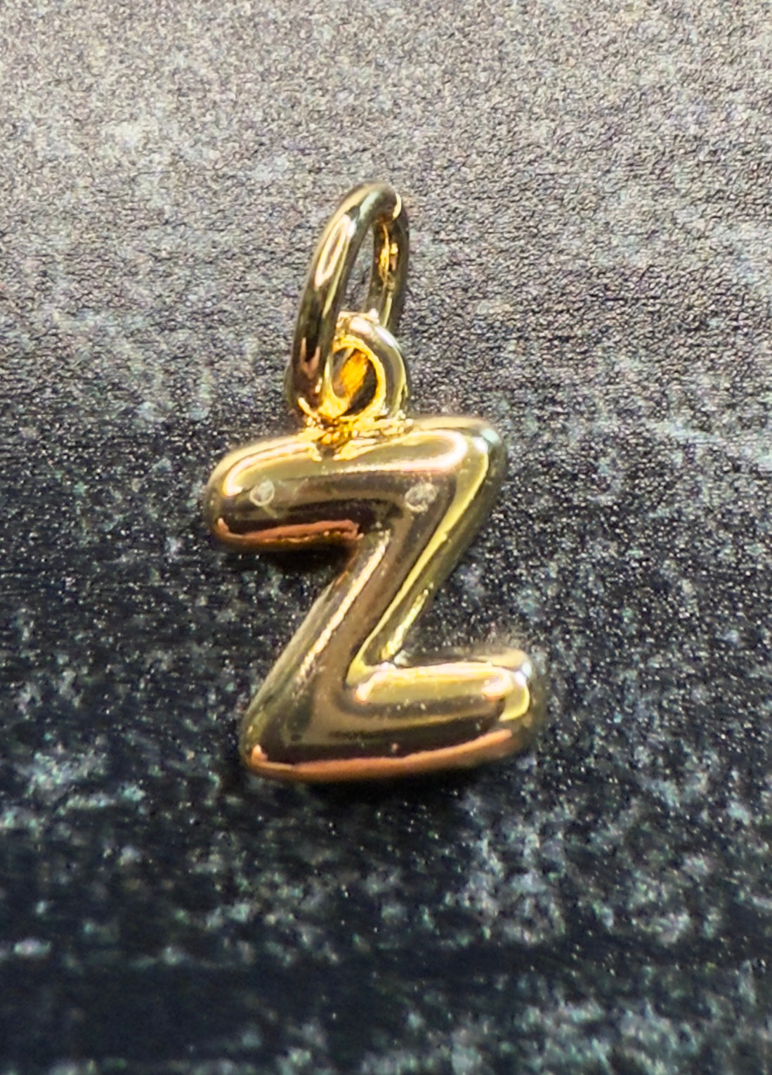 14K Gold Puff Initial Charm on a Ball Chain Necklace