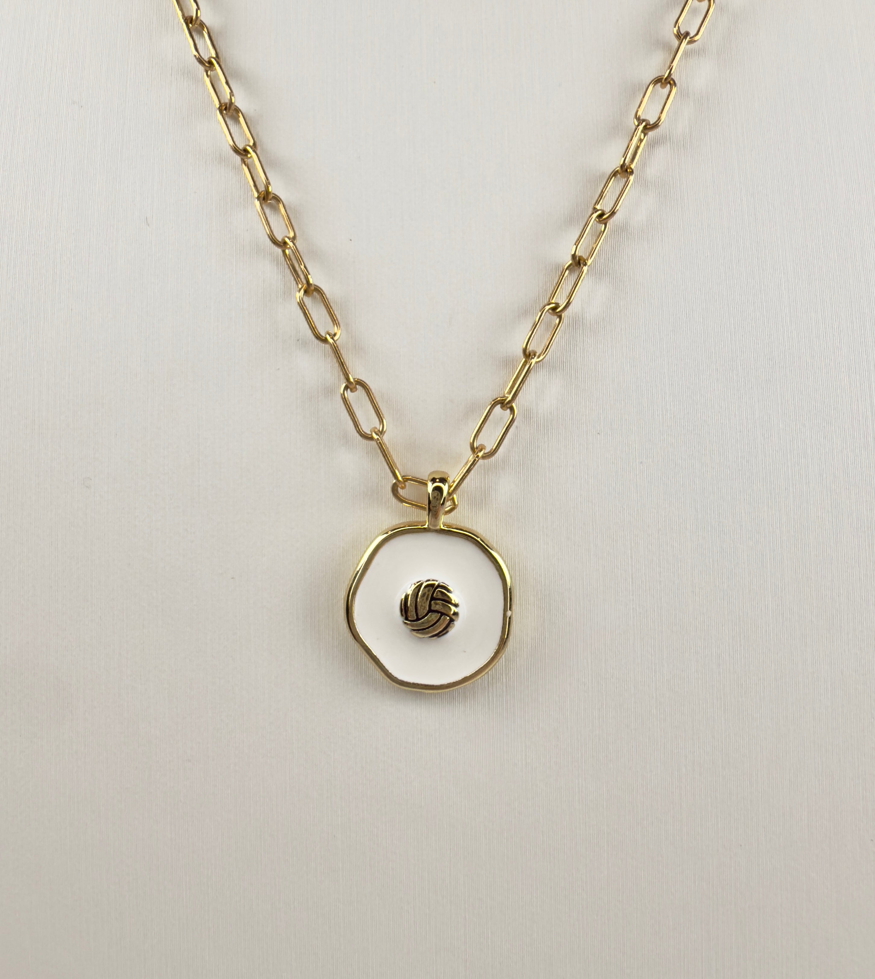 The Larson - Enamel Volleyball Medallion Necklace