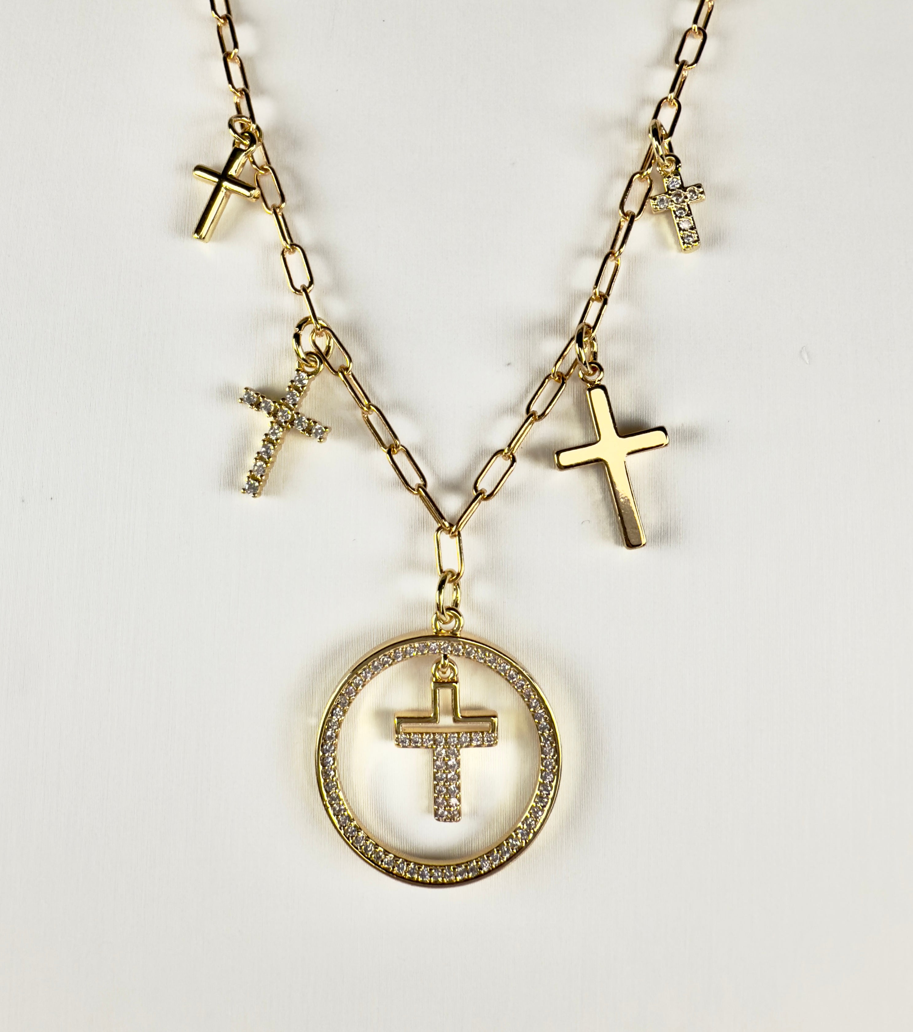 The Cornelius - Modern Five Cross Charm Necklace