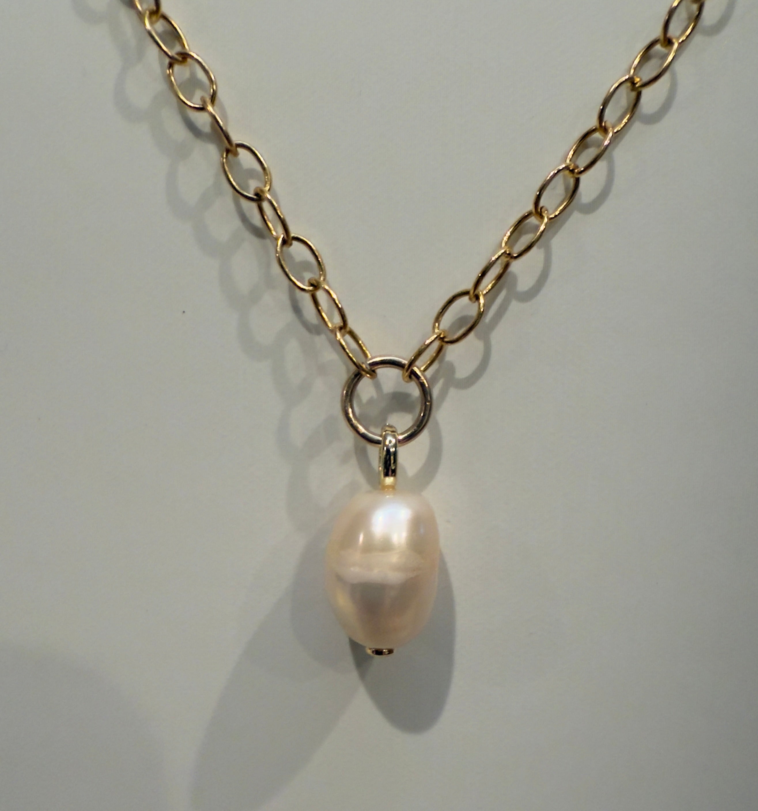 The Cecelia - A Gold Chain with Pearl accent and "O" ring
