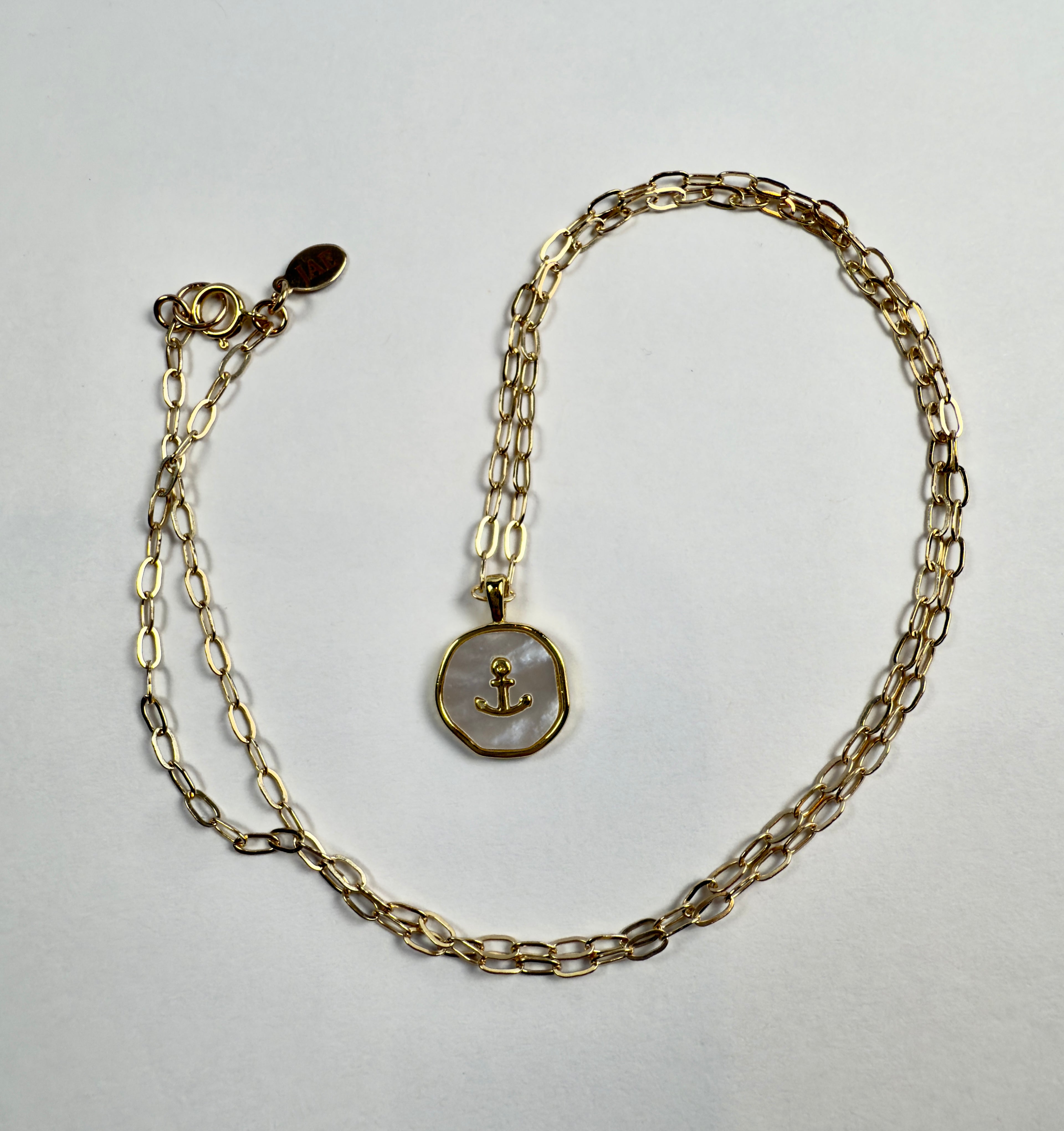 The Marian - Mother of Pearl Anchor Medallion Necklace