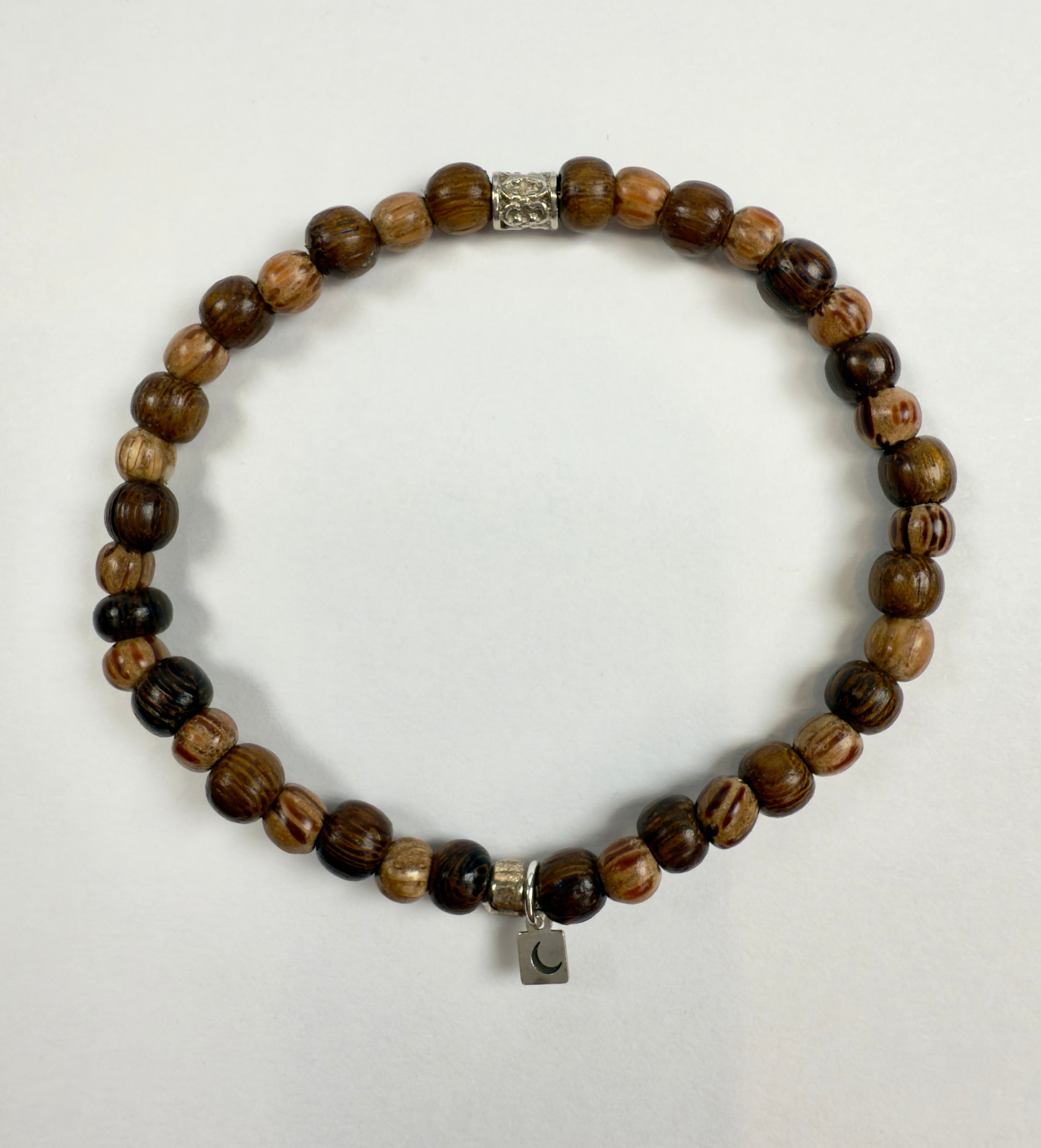 The Emmerson - Wood, Seed and Sterling Silver Beaded Bracelet