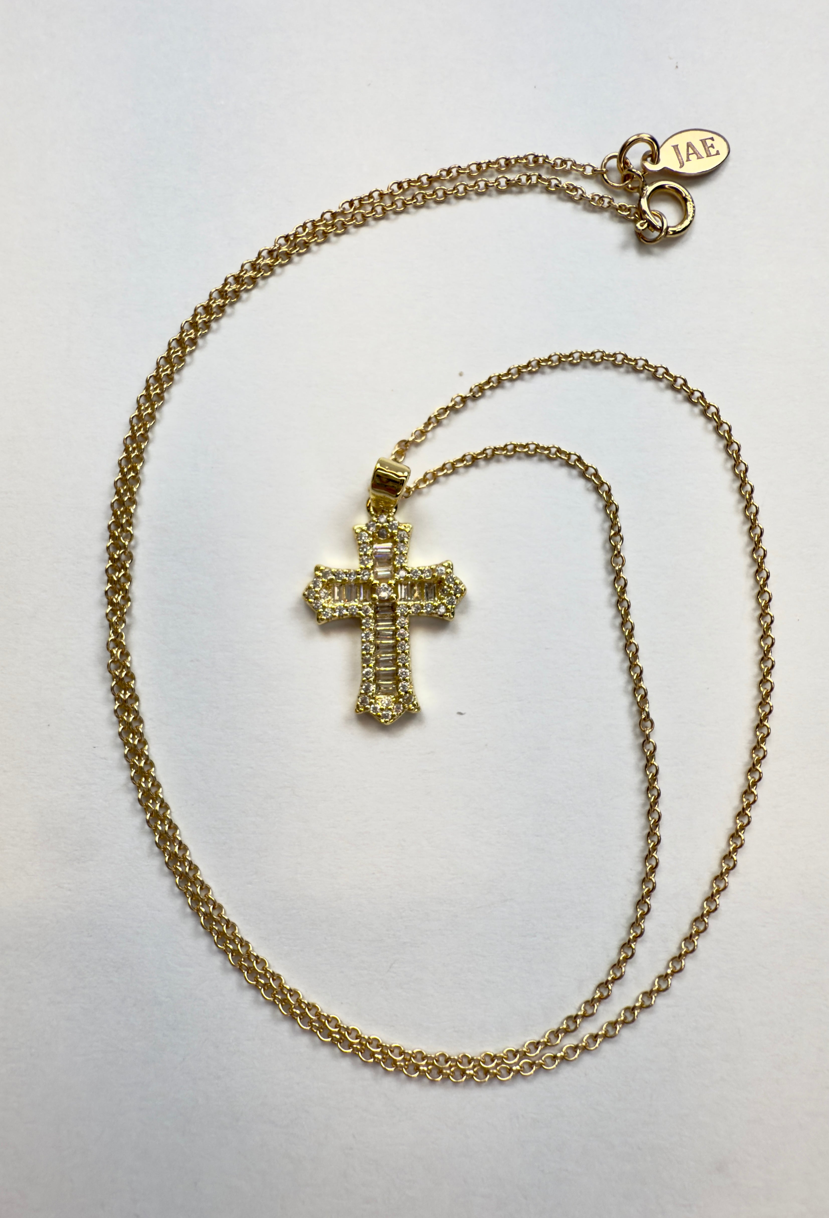 The Urband - Cubic Zirconia Baguette Cross Necklace