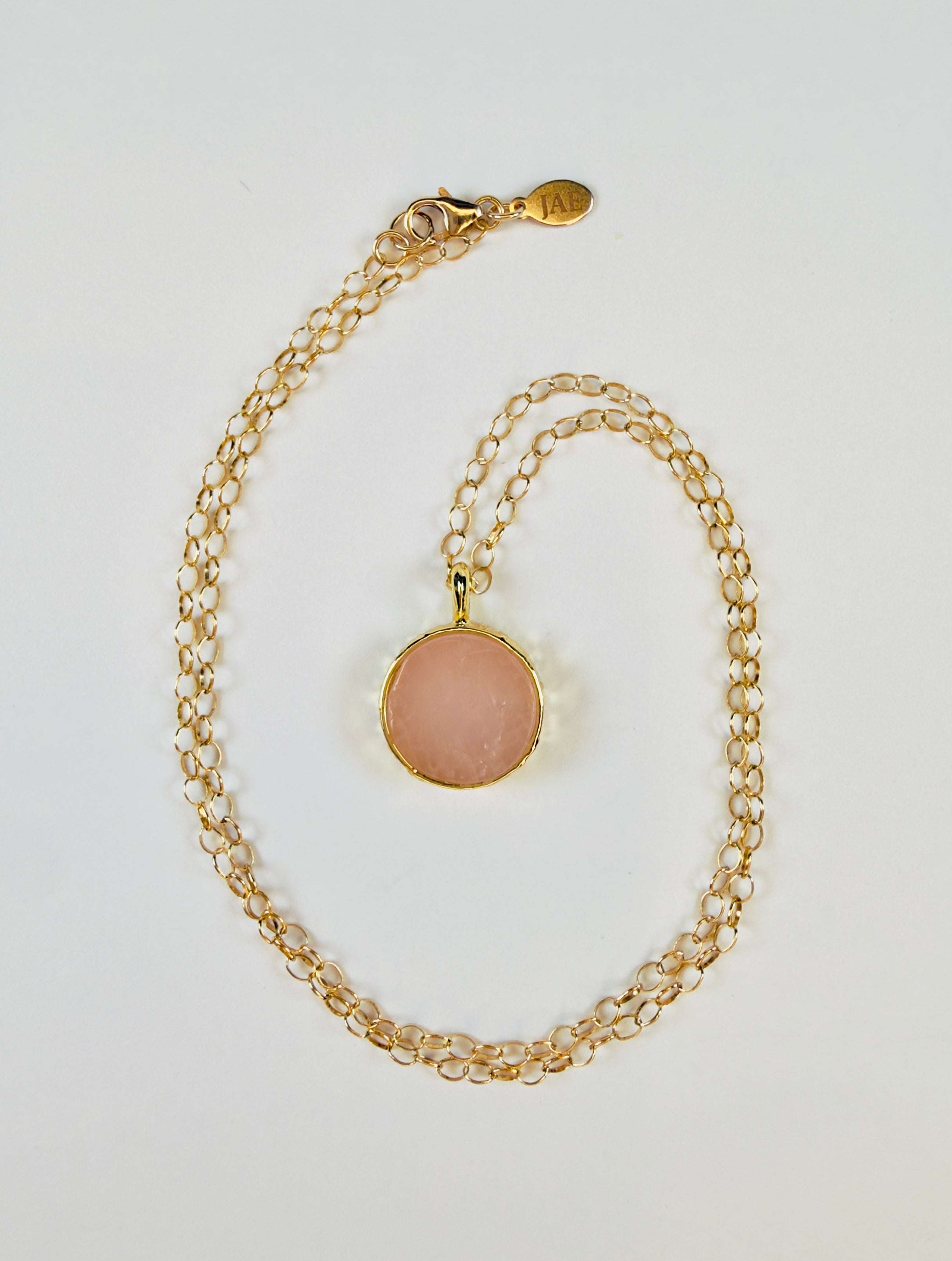 The Vera - Gold and Rose Quartz Medallion Necklace