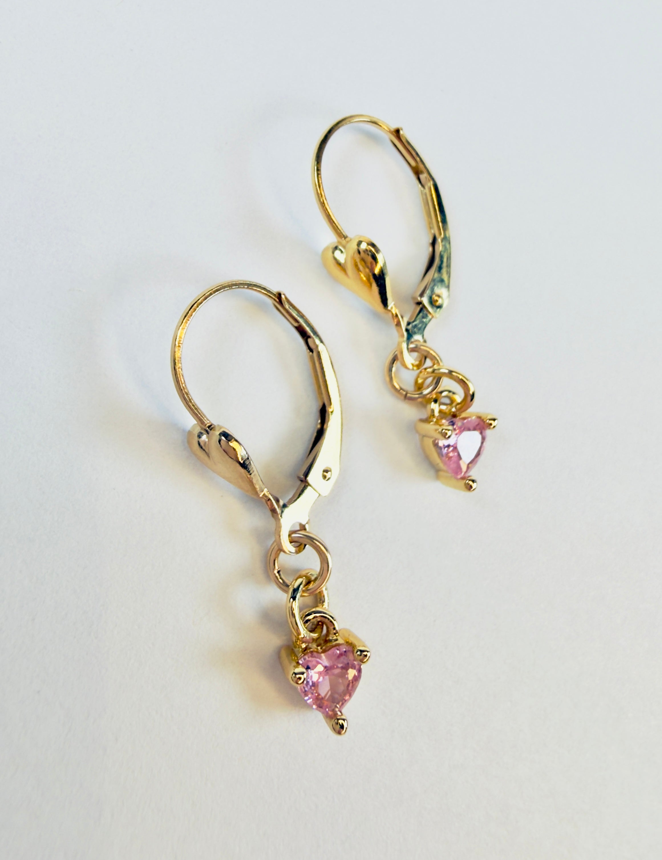 The Ariana - Dainty Pink CZ Heart Drop Dangle Earring