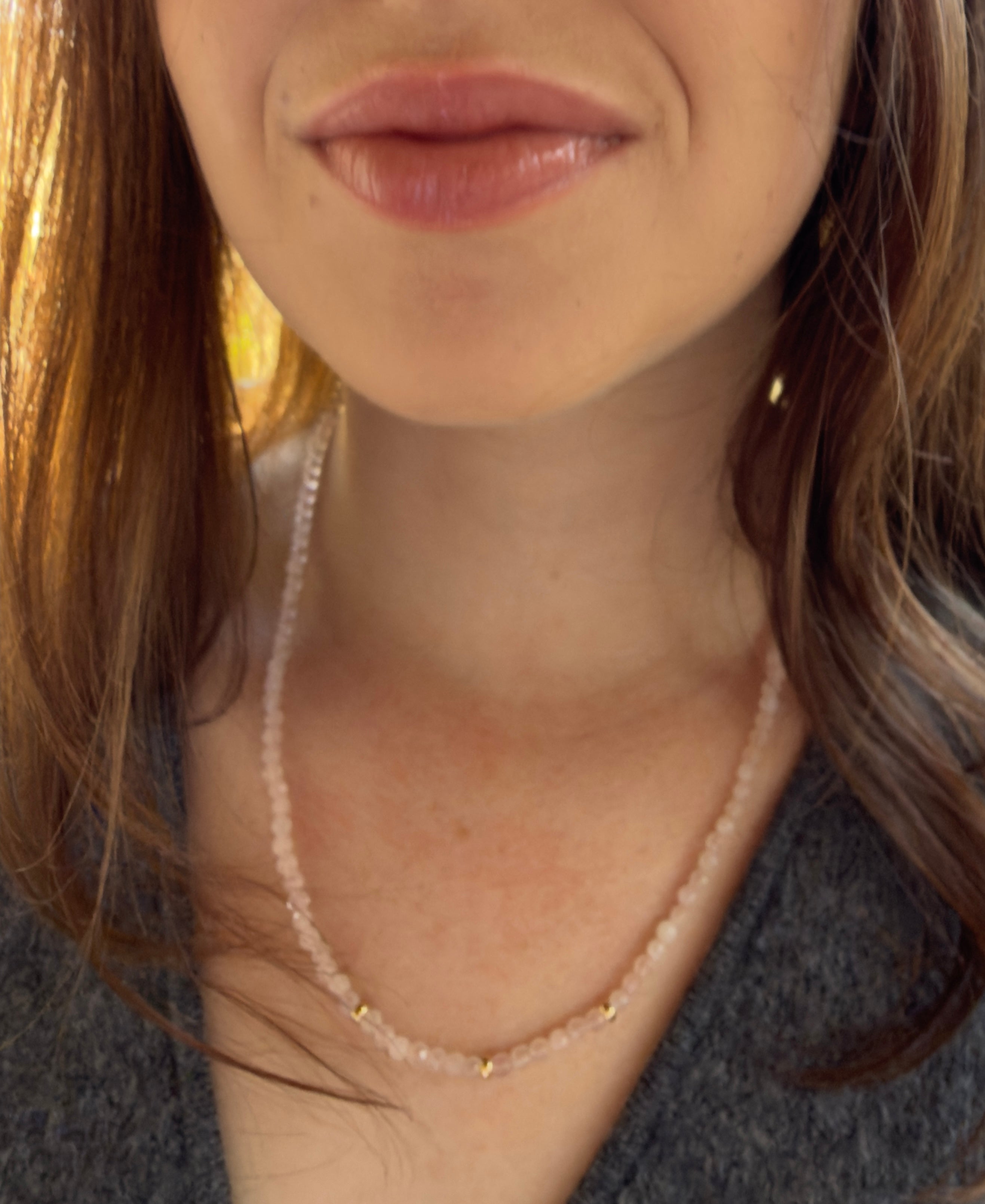 The Jenny - Rose Quartz with Gold Accents Necklace "One of a Kind"