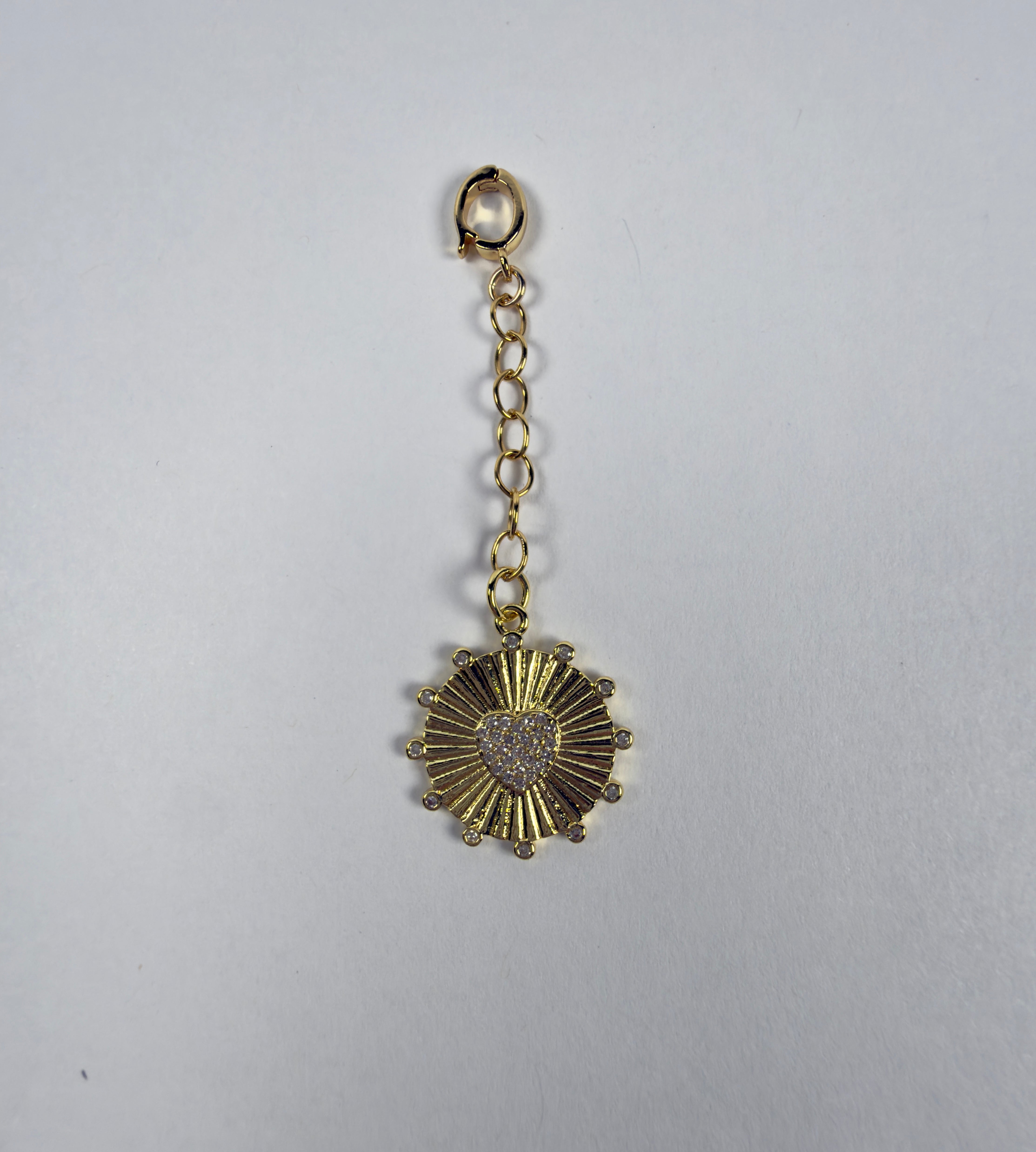 The Pauline- Beaming Medallion with CZ Heart Lariat Charm