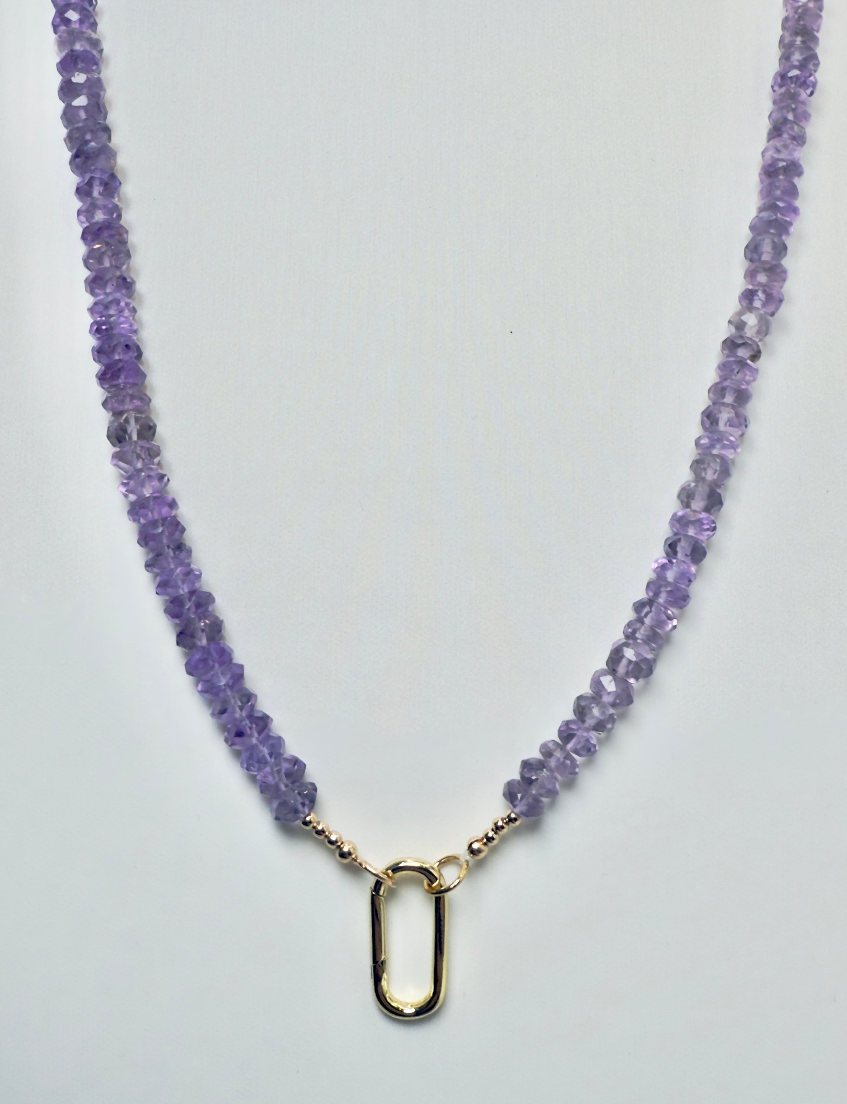 The Louise - Genuine Amethyst Gemstone Carabiner Necklace