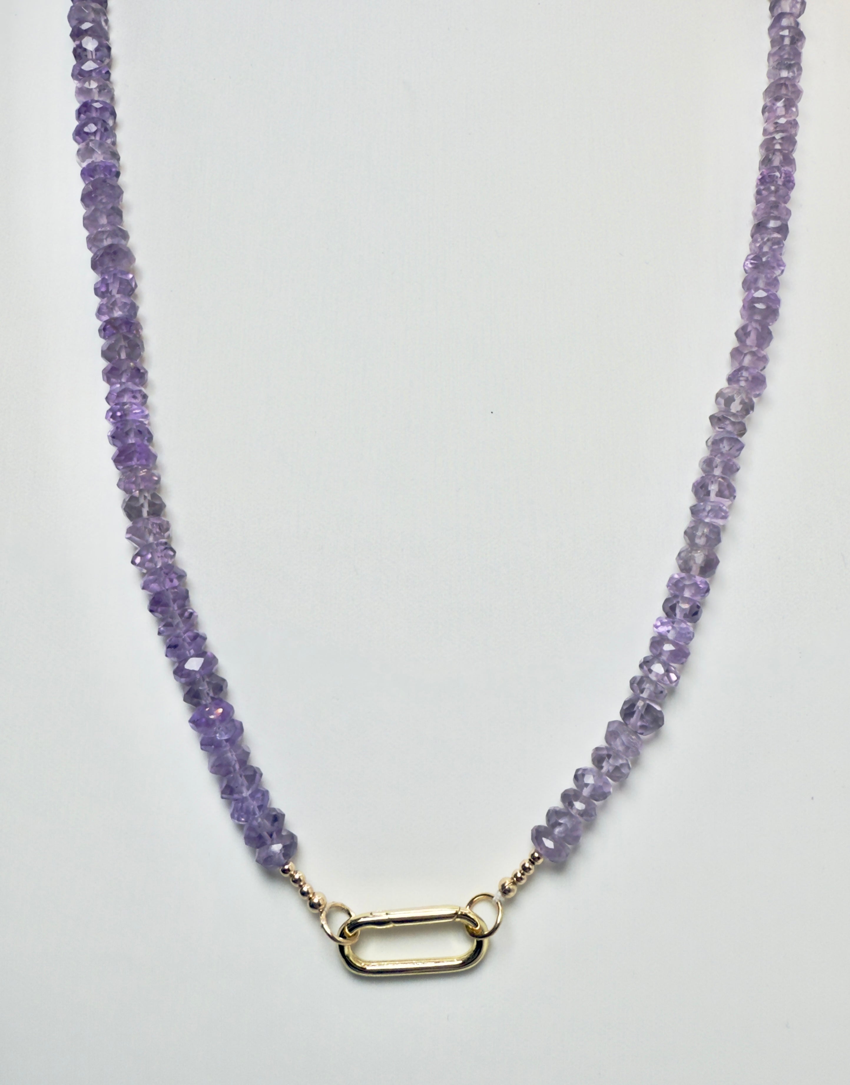 The Louise - Genuine Amethyst Gemstone Carabiner Necklace