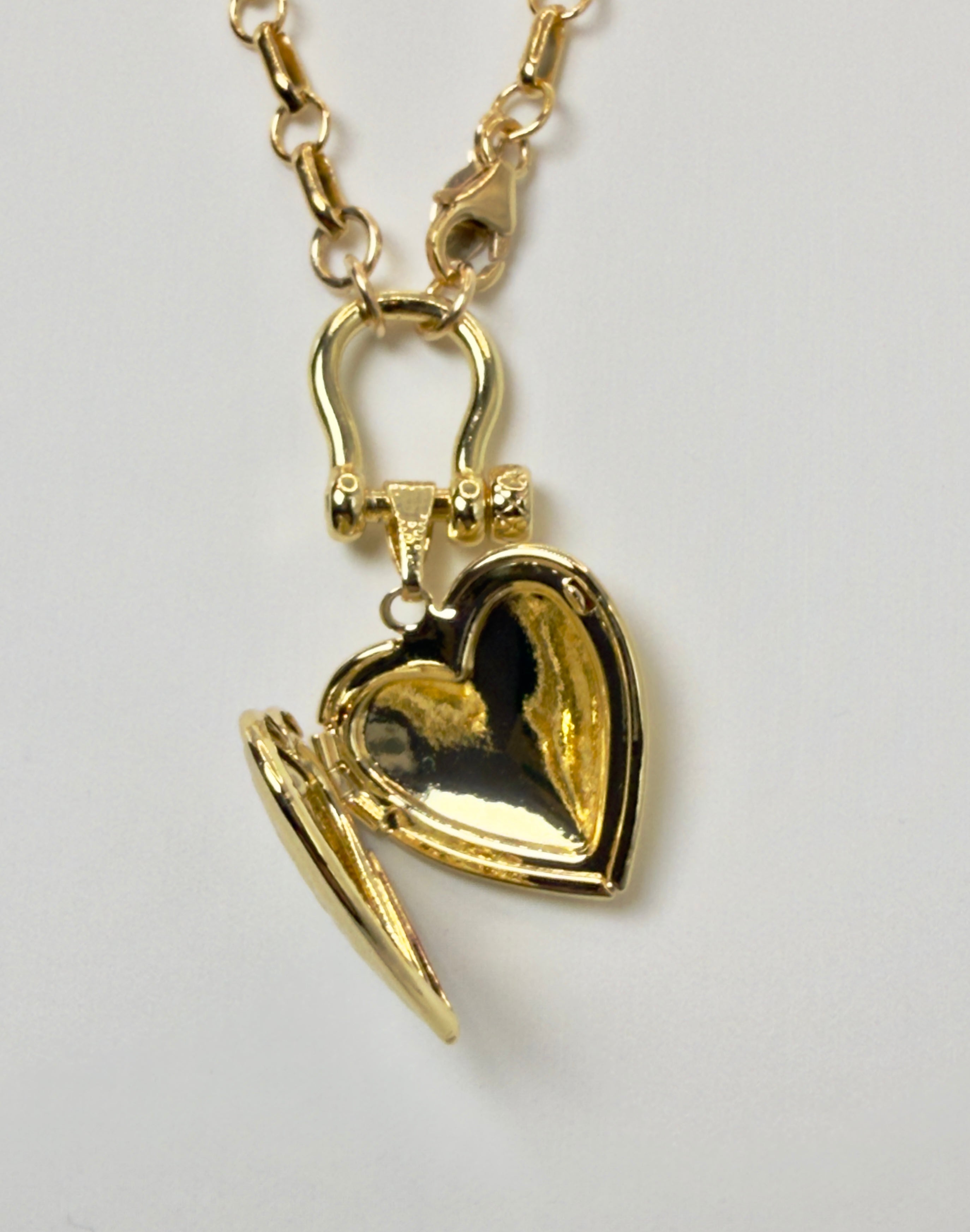 The Carl -  A Bar and Link Bridle Clasp Necklace with Western Heart Locket