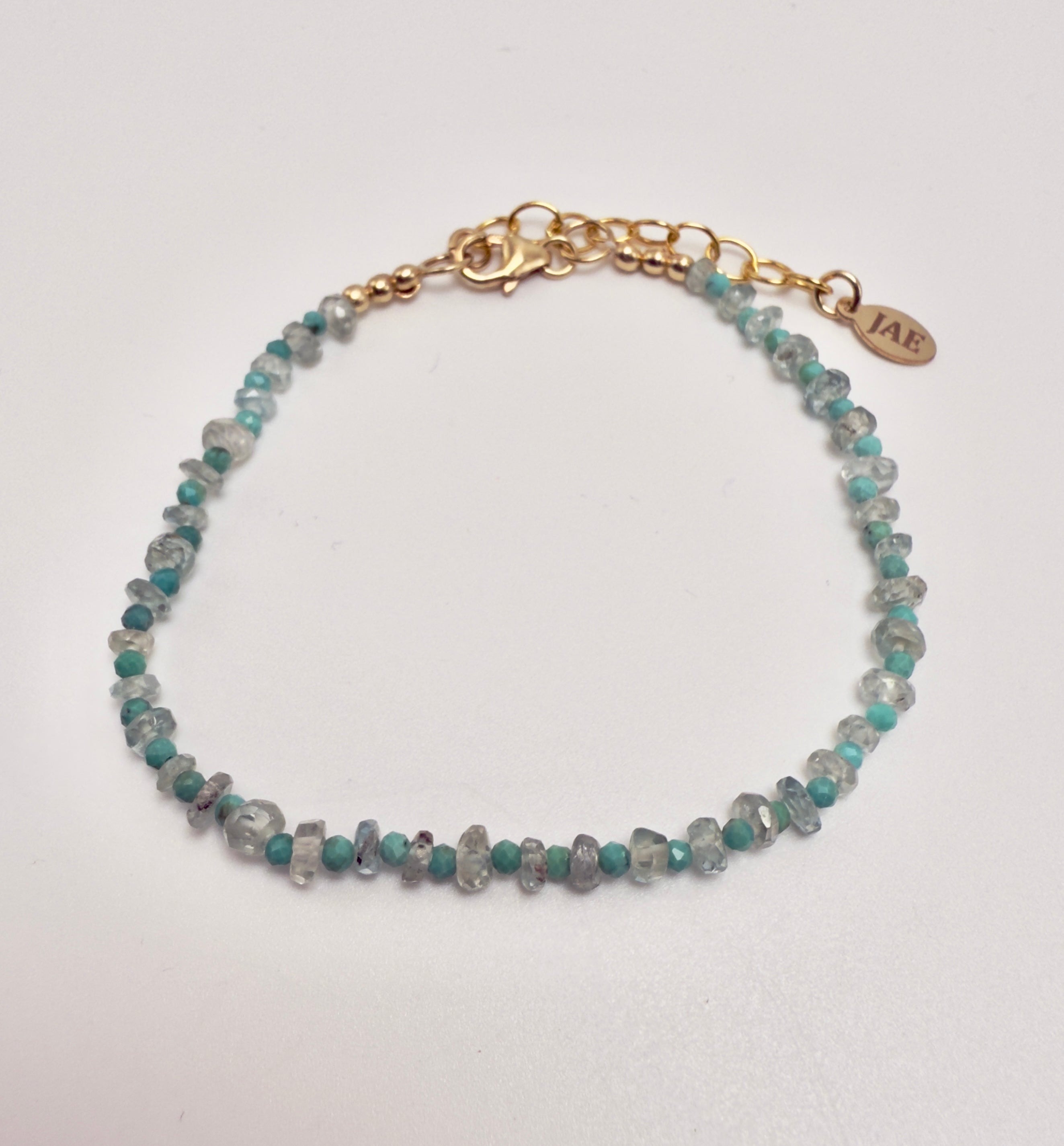 The Troy - Turqoise and Blue Zircon Beaded Bracelet