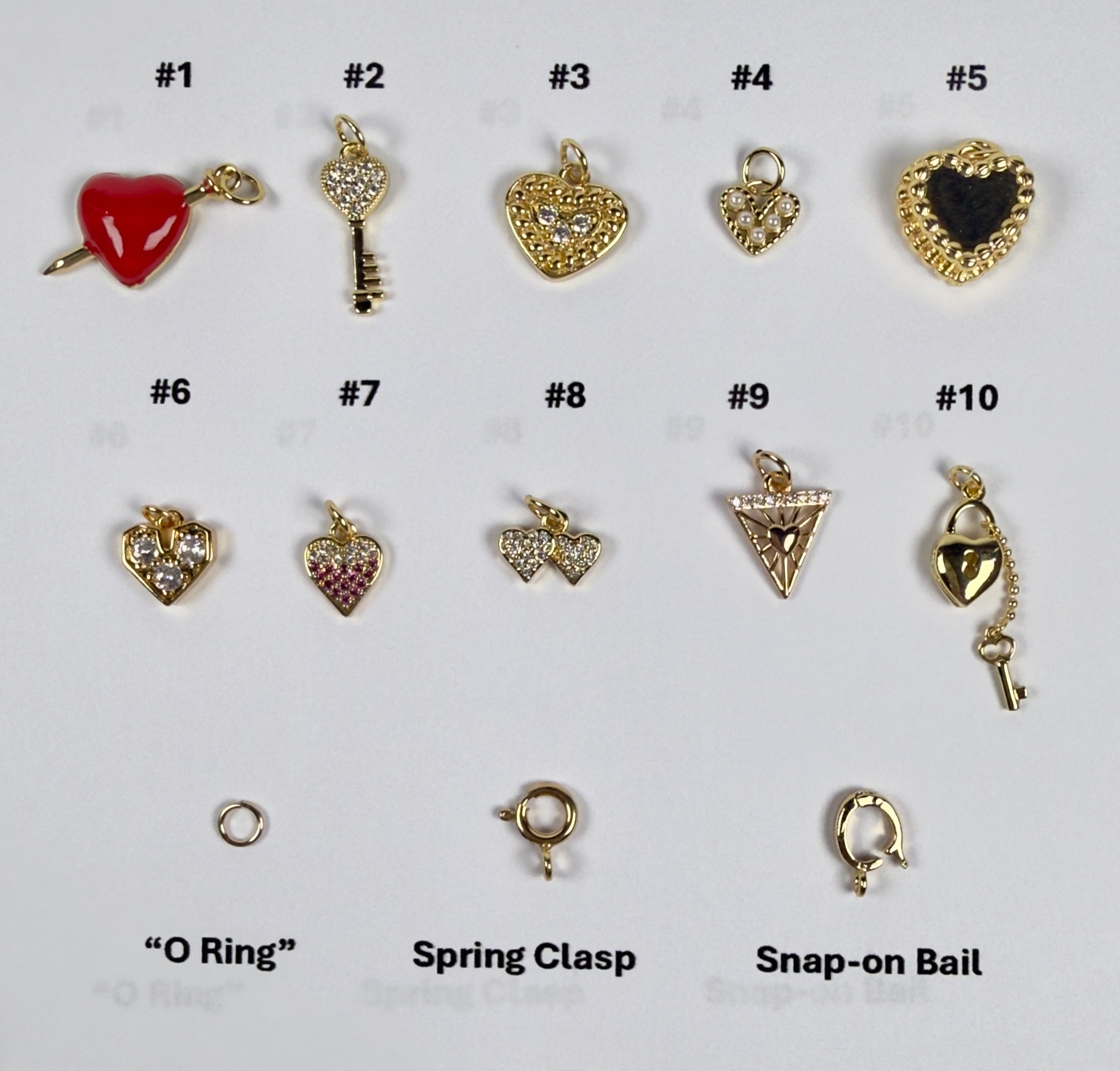 Heart Charms with Choice of Attachment - Collection #1