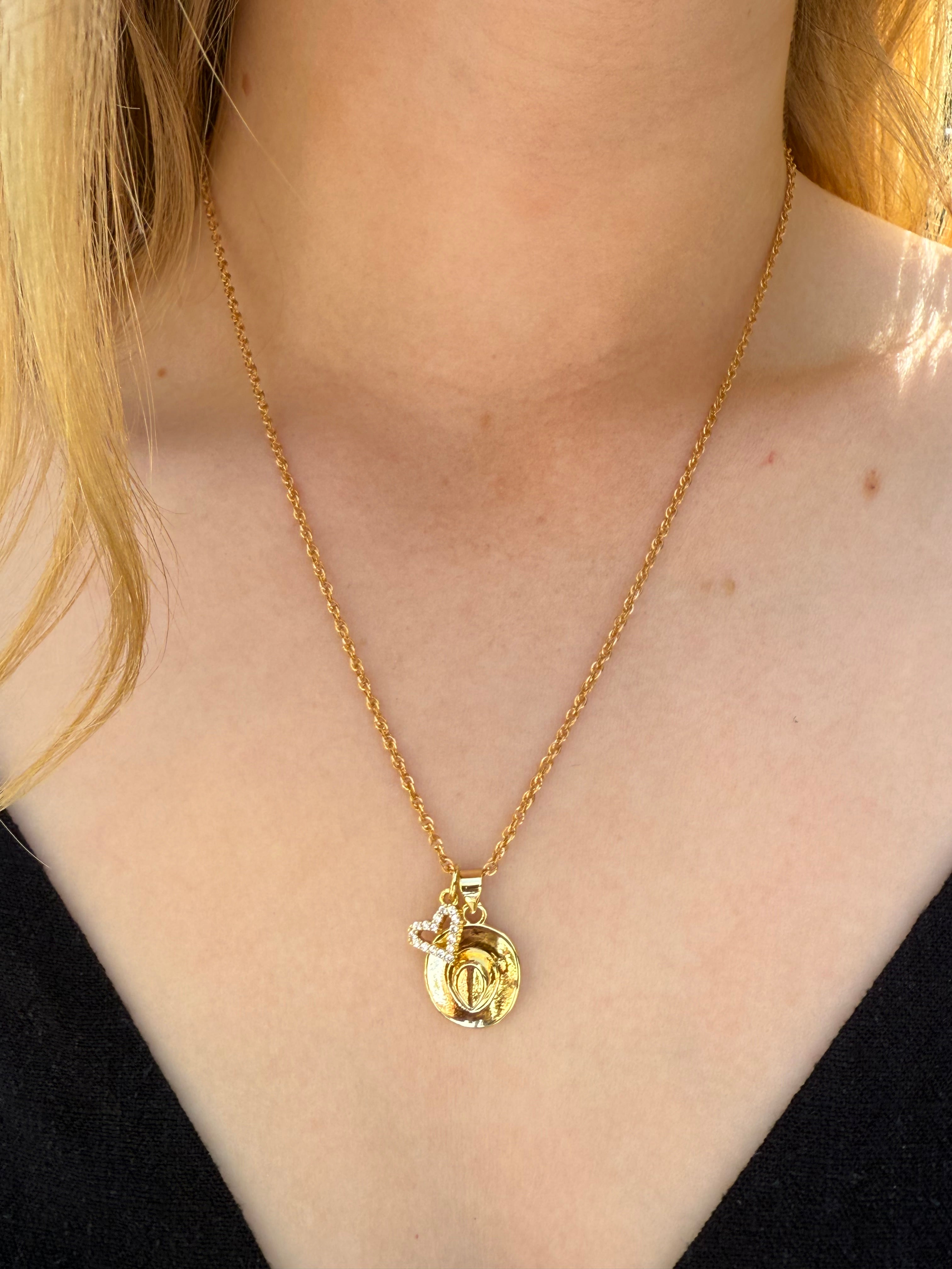 The Cain Cowboy Hat and Heart Necklace