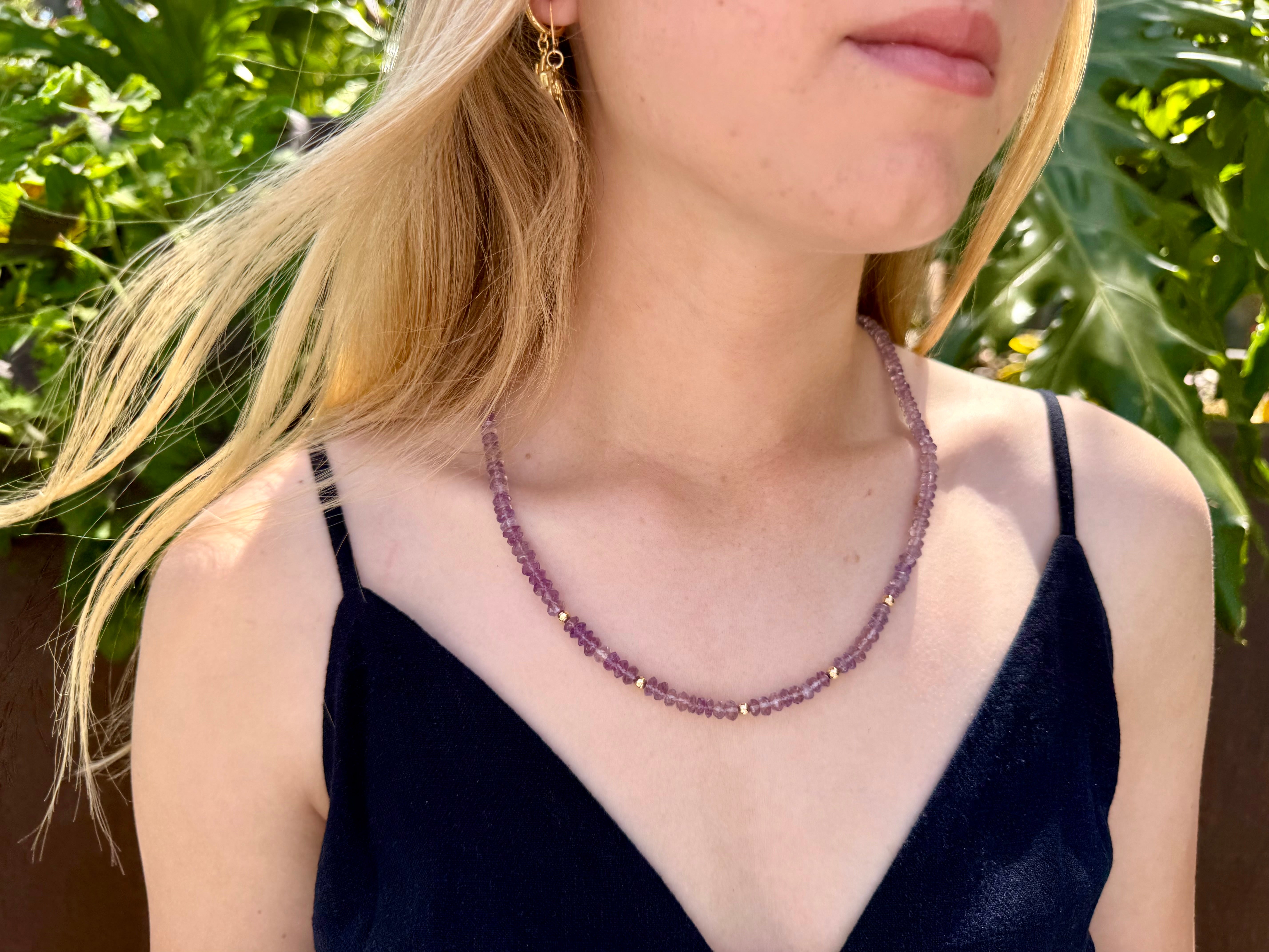 The Louise - Genuine Amethyst Gemstone Carabiner Necklace