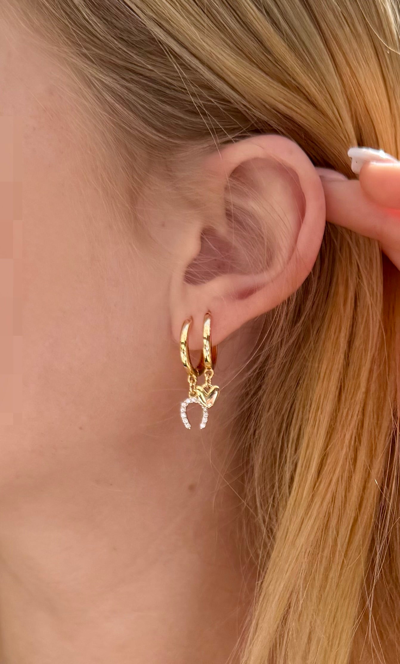 The Lola Claire - Heart Huggie Earrings