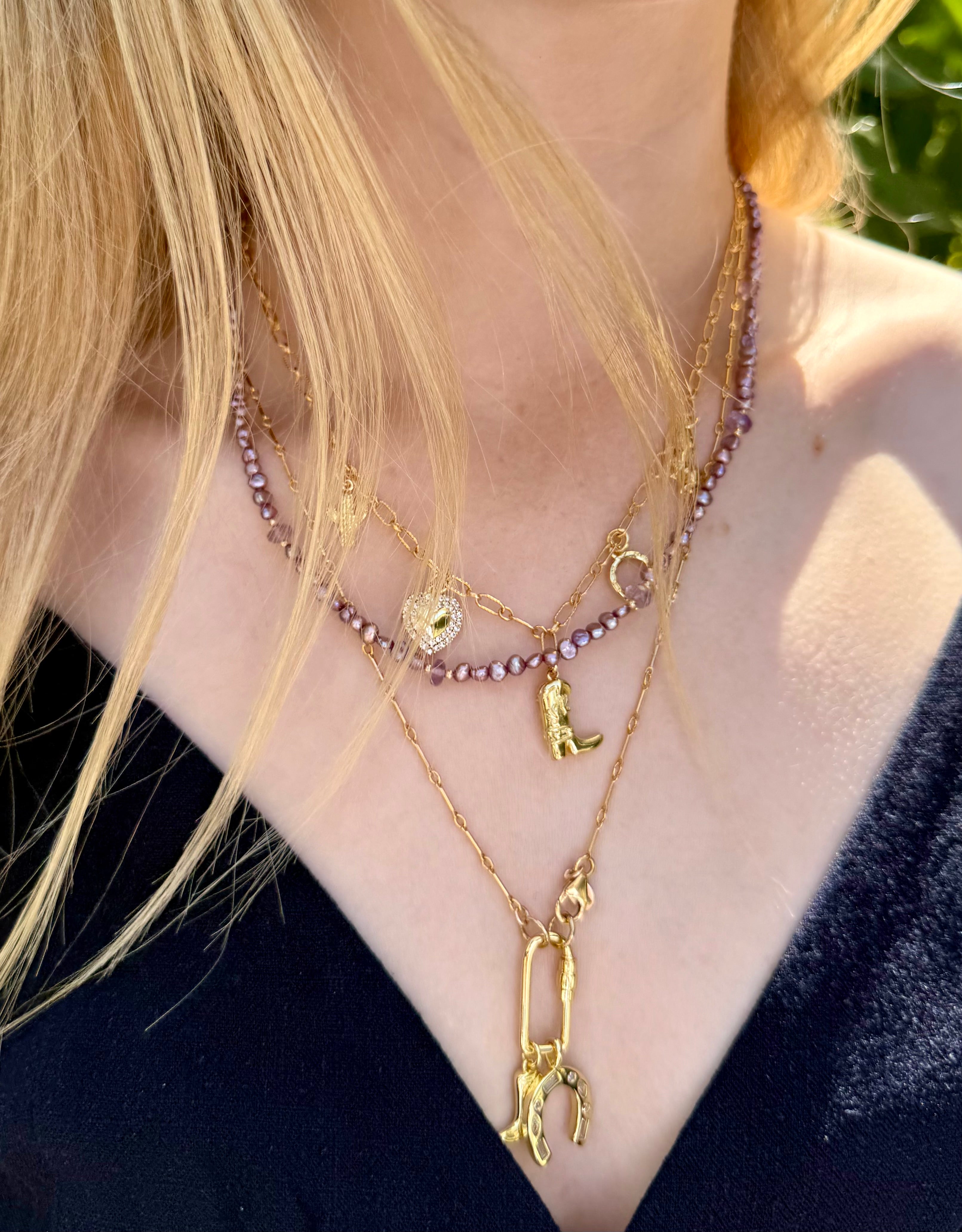 The Kris - Freshwater Pearl and Amethyst Necklace "One of a Kind"
