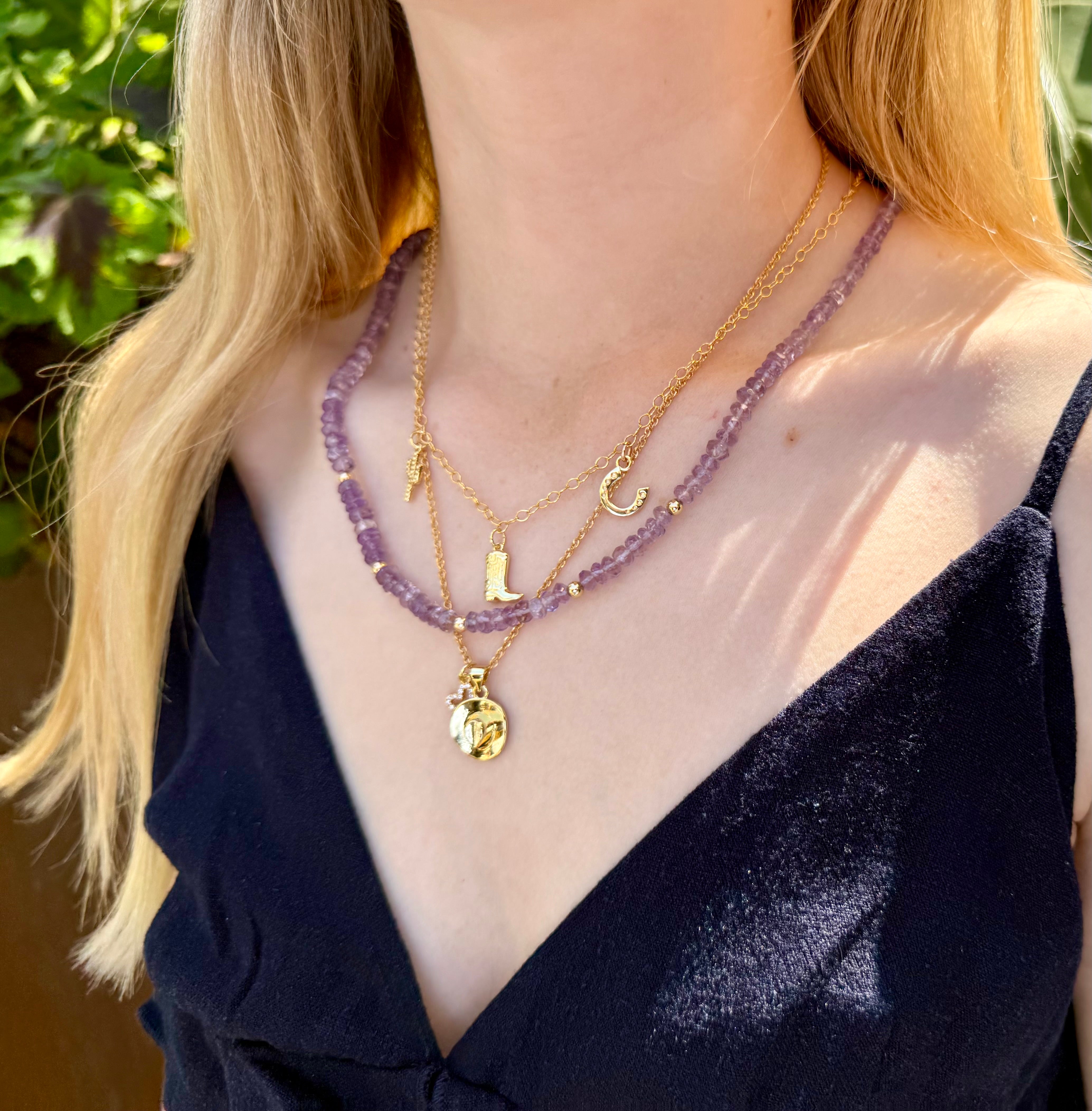 The Louise - Genuine Amethyst Gemstone Carabiner Necklace