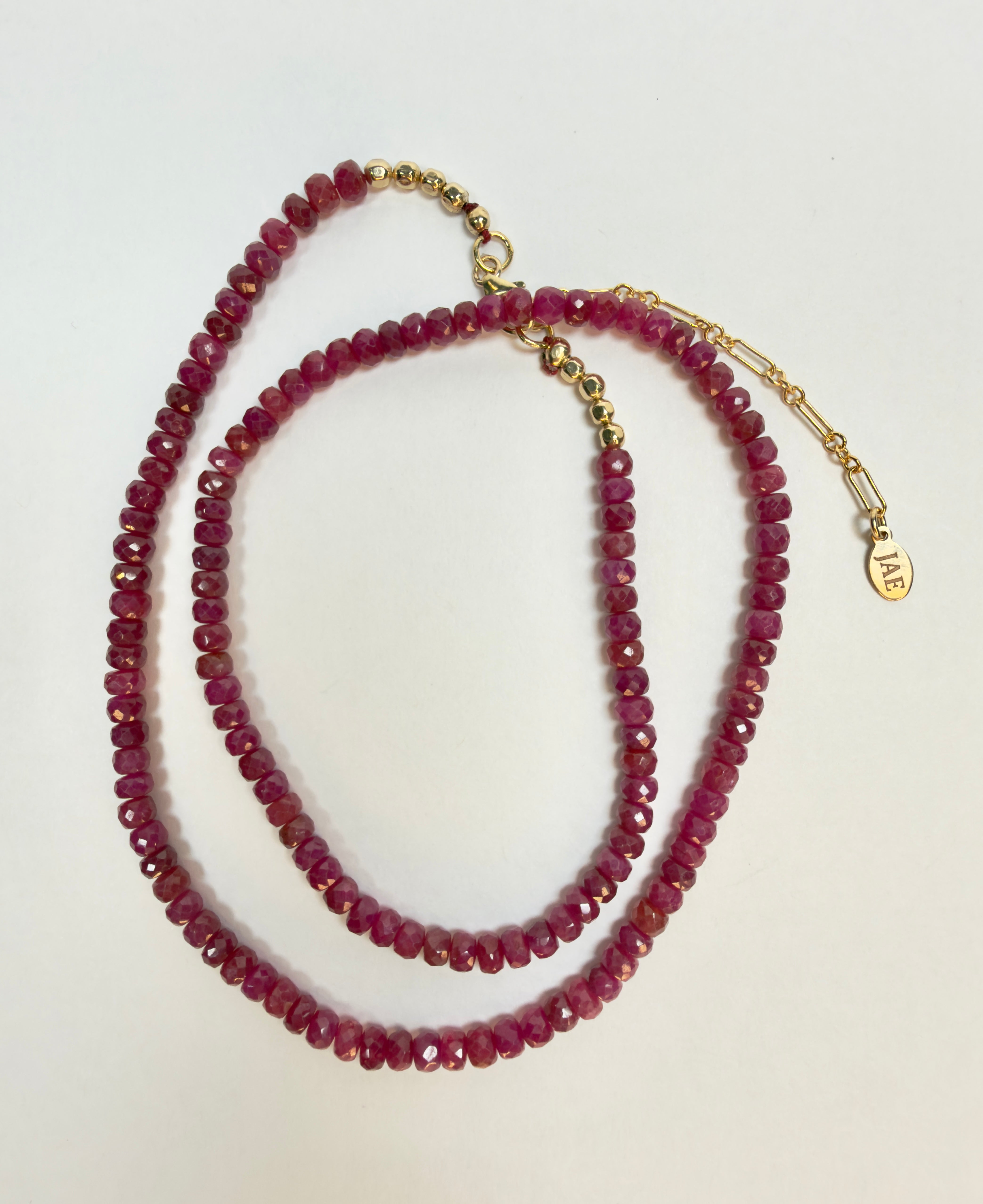 The Roxanne - Ruby and Gold Beaded Necklace