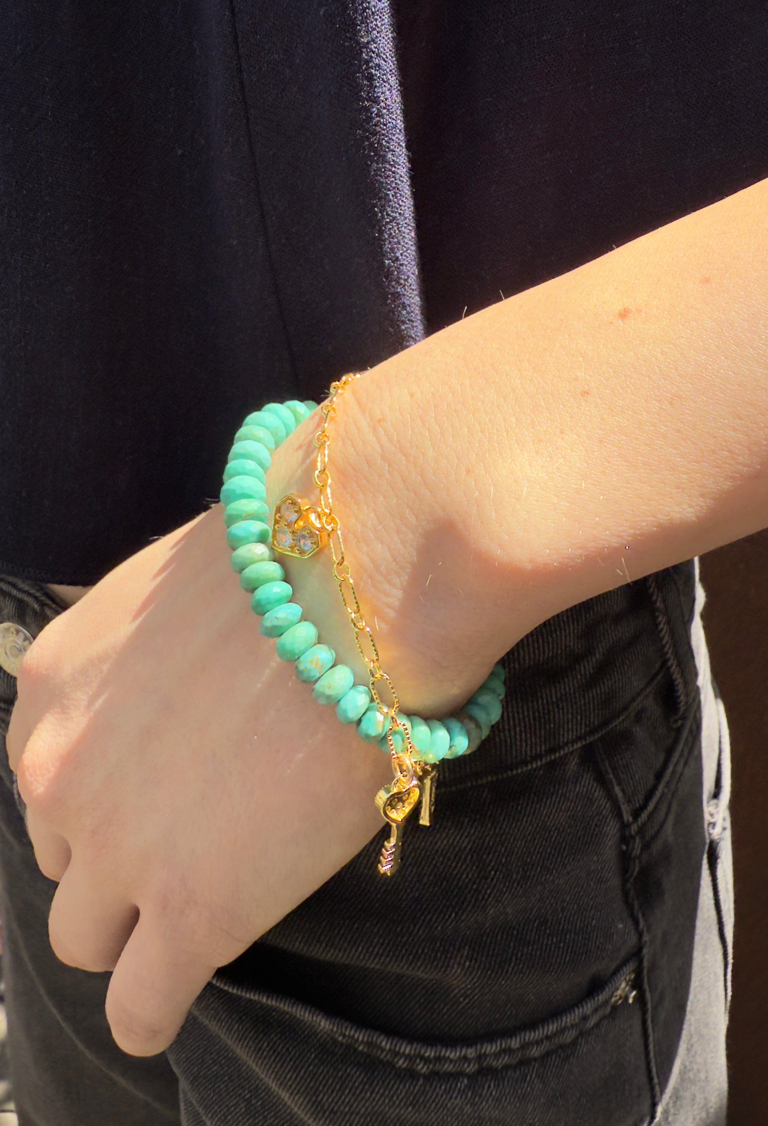 The Margaret - Turquoise and Gold Bracelet