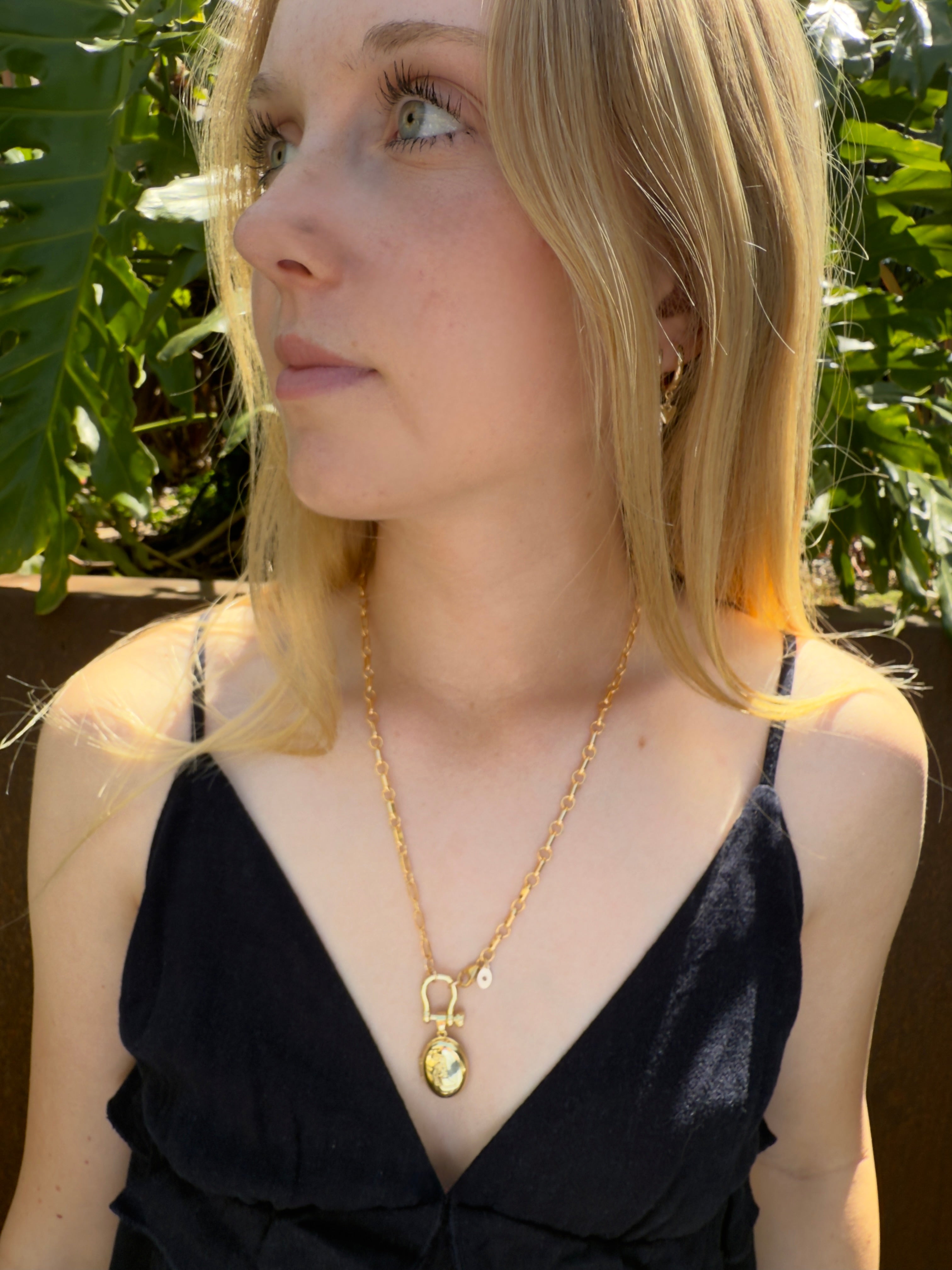 The Clint -  A Bar and Link Bridle Clasp Necklace with Cowboy Boot Locket