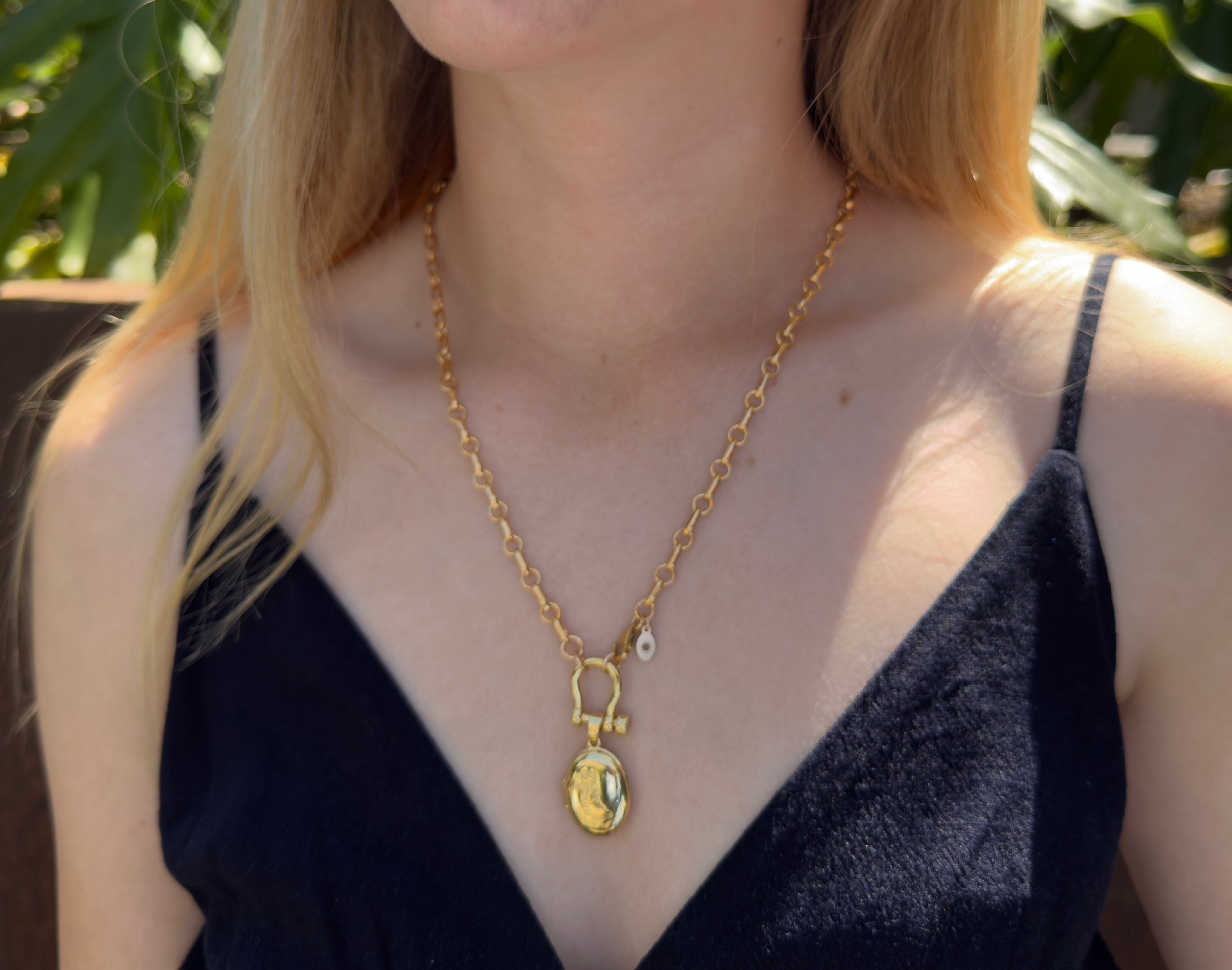 The Clint -  A Bar and Link Bridle Clasp Necklace with Cowboy Boot Locket