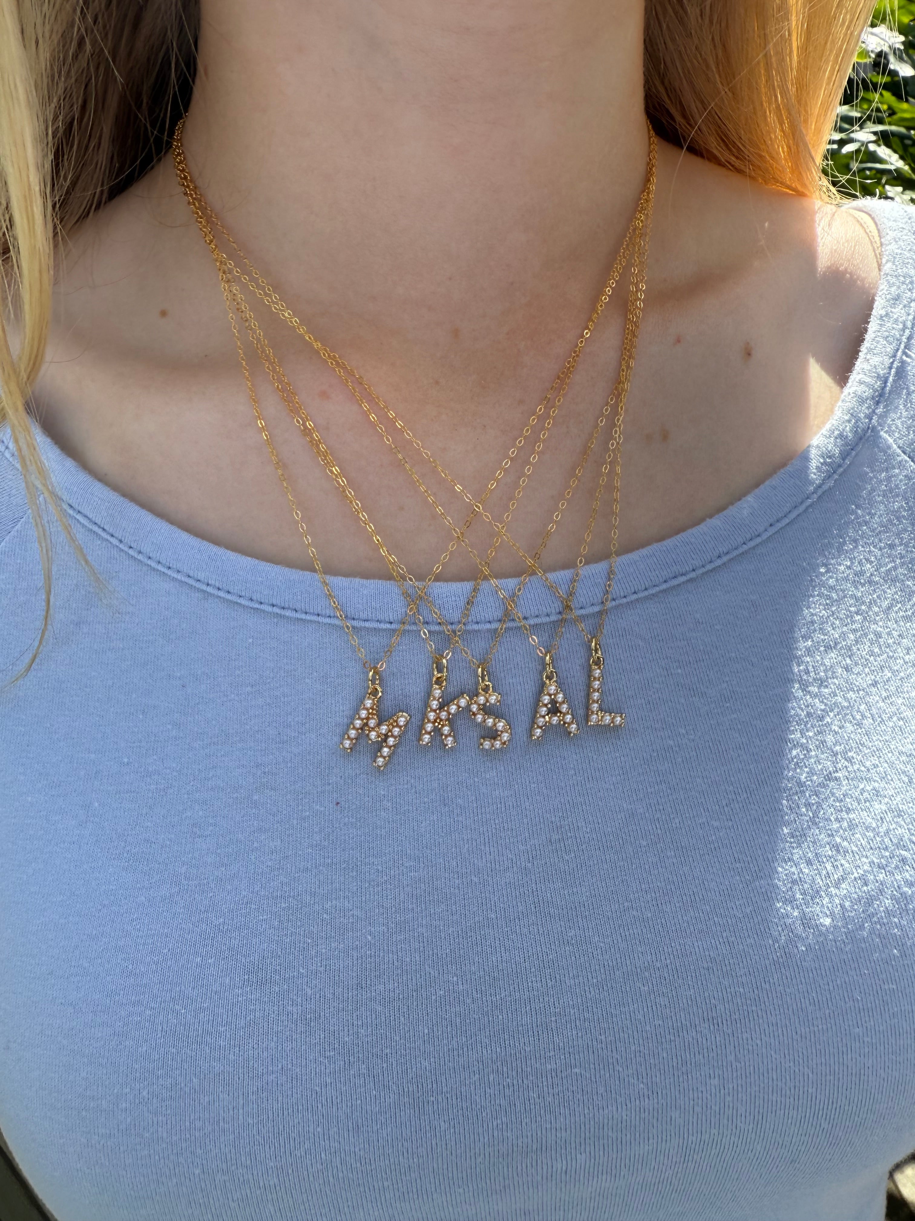 Pearl and Gold Initial Necklace