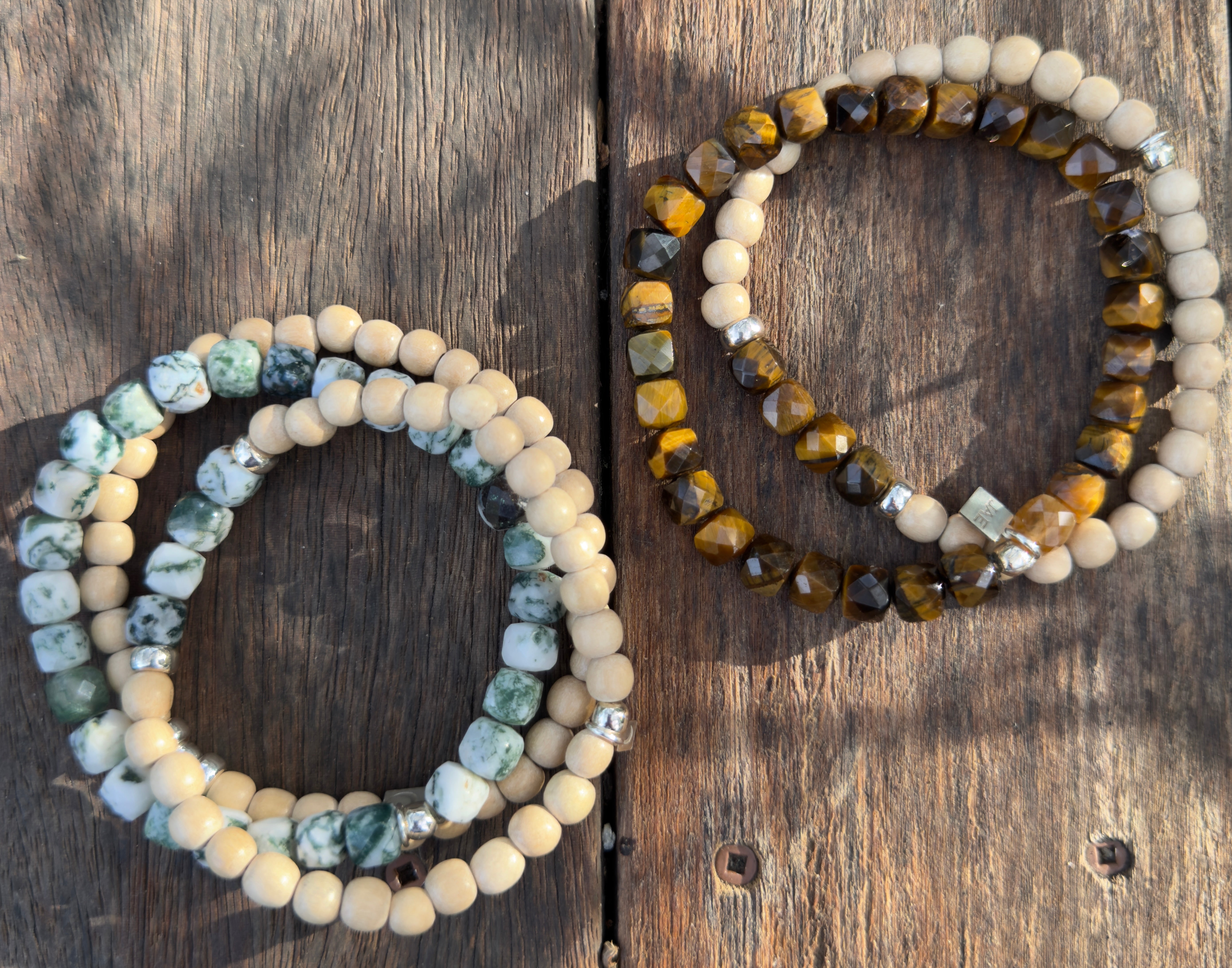 The Eddy - Green Tree Agate and Coconut Shell Beaded Bracelet