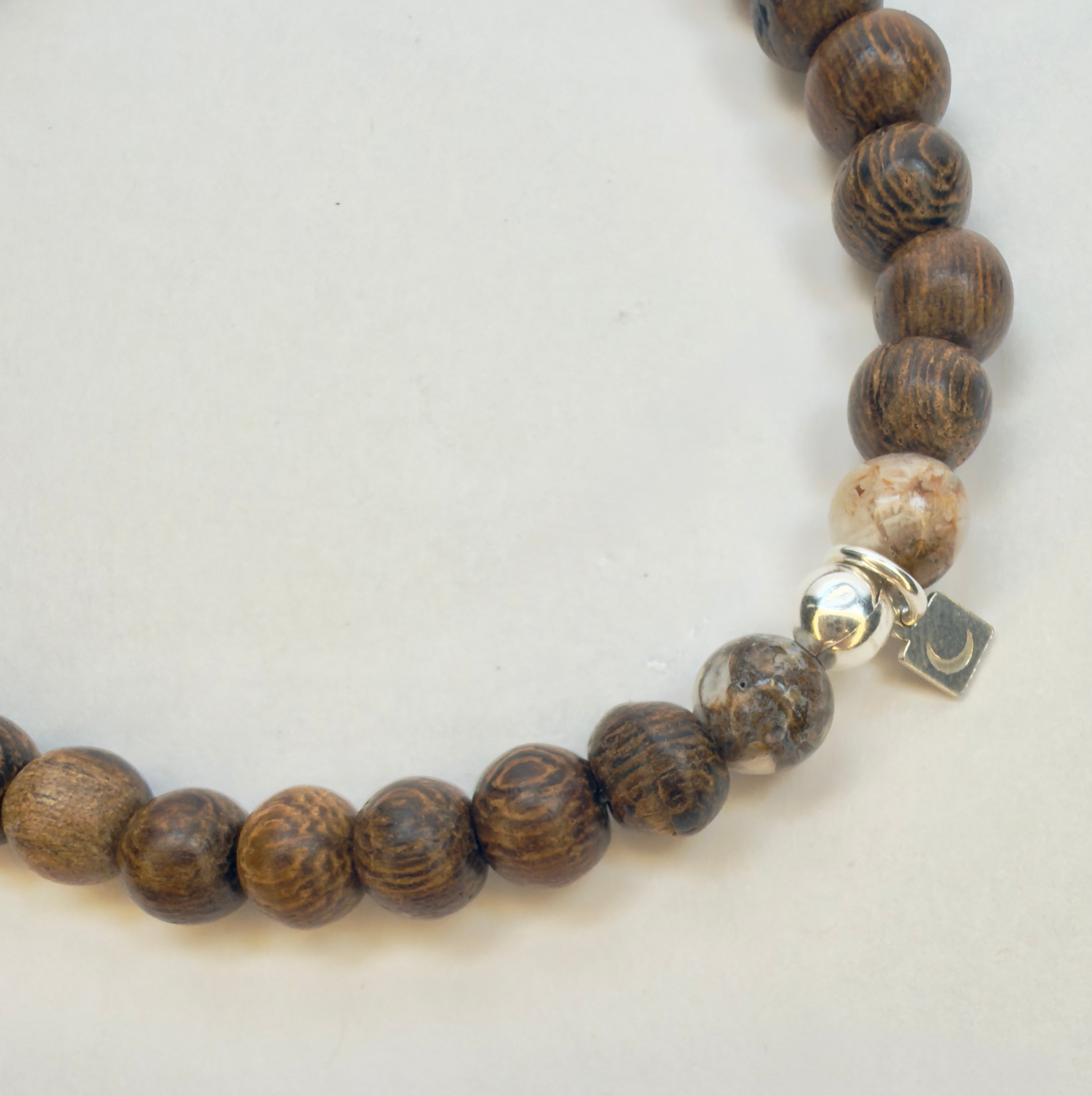 The Leadon - Wood Beaded Accented with Petrified Wood Bracelet