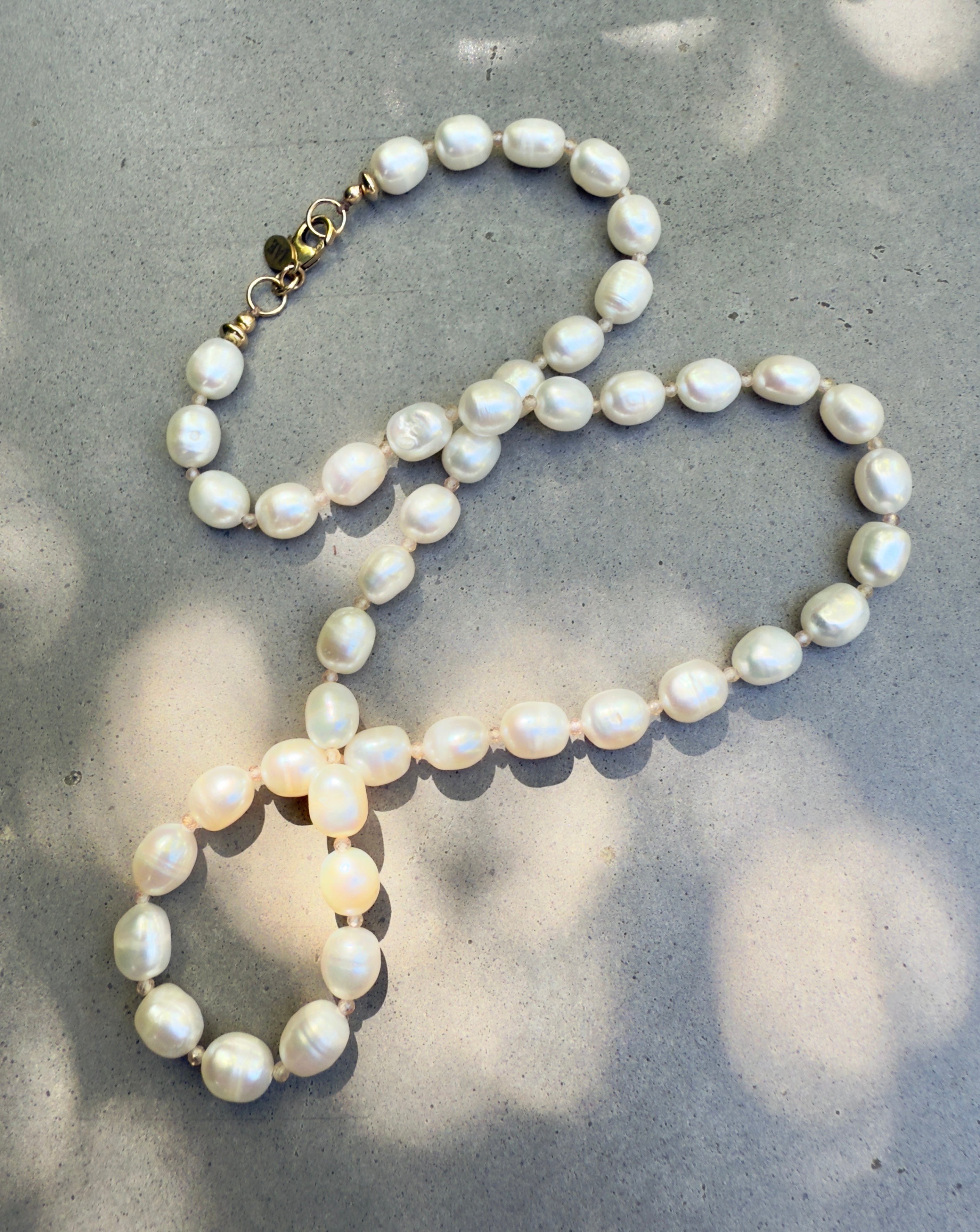 The Monroe - Freshwater Pearl & Champagne Zircon Necklace
