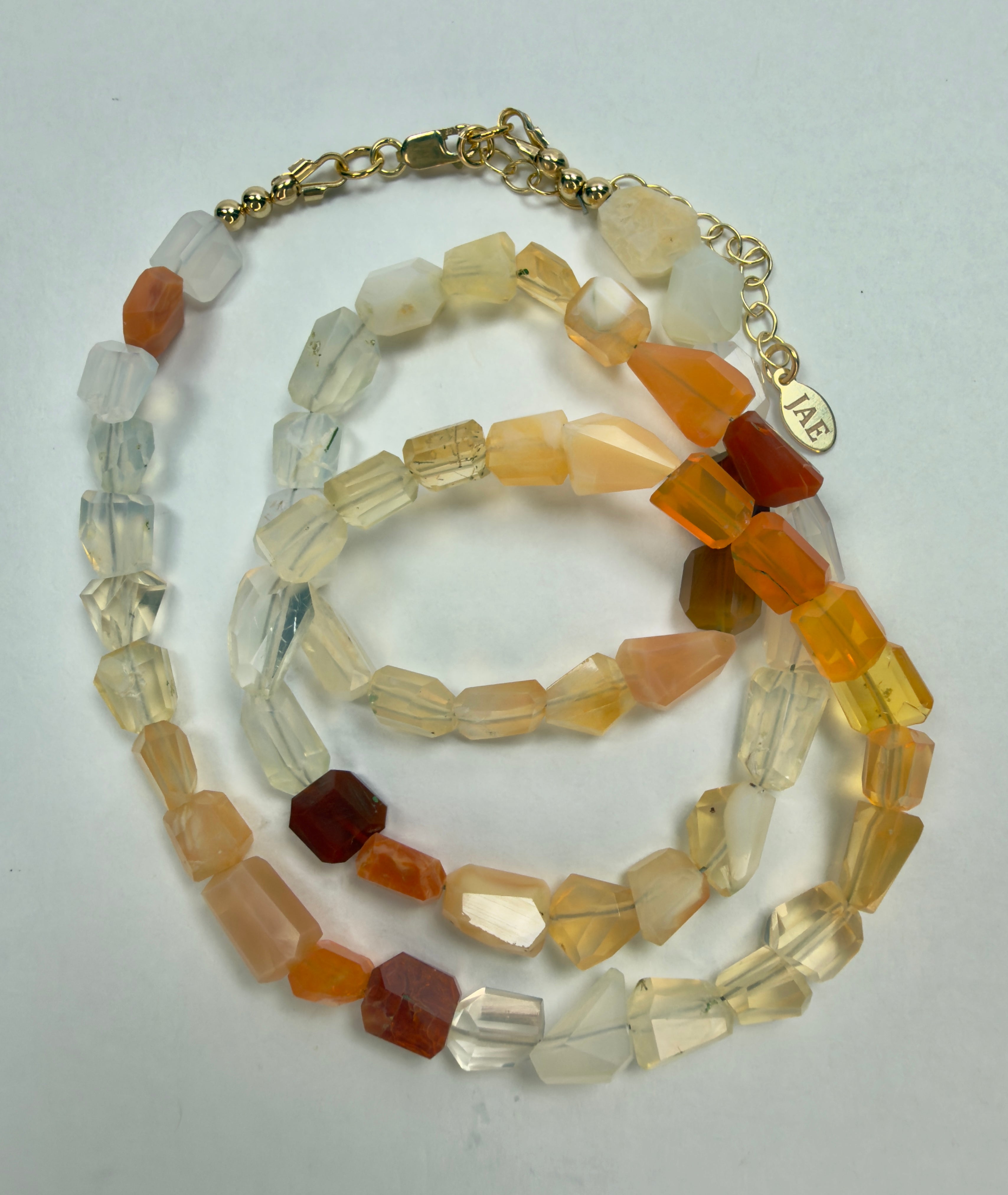 The Moore - Fire Opal Beaded Necklace - 20" to 22" Inches Adjustable in Length