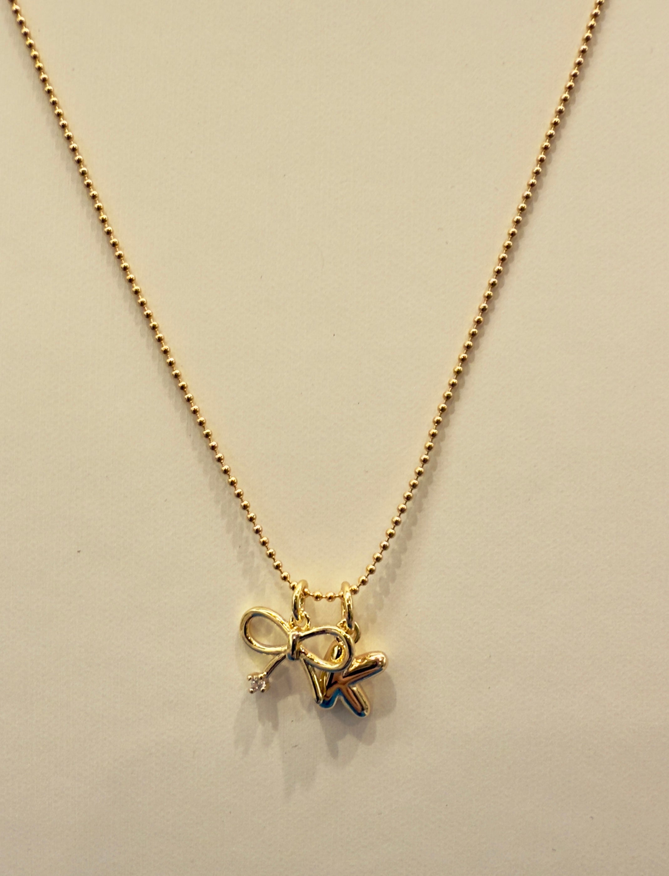 Customized - BW, Puff Initial Necklace Customized with Charms