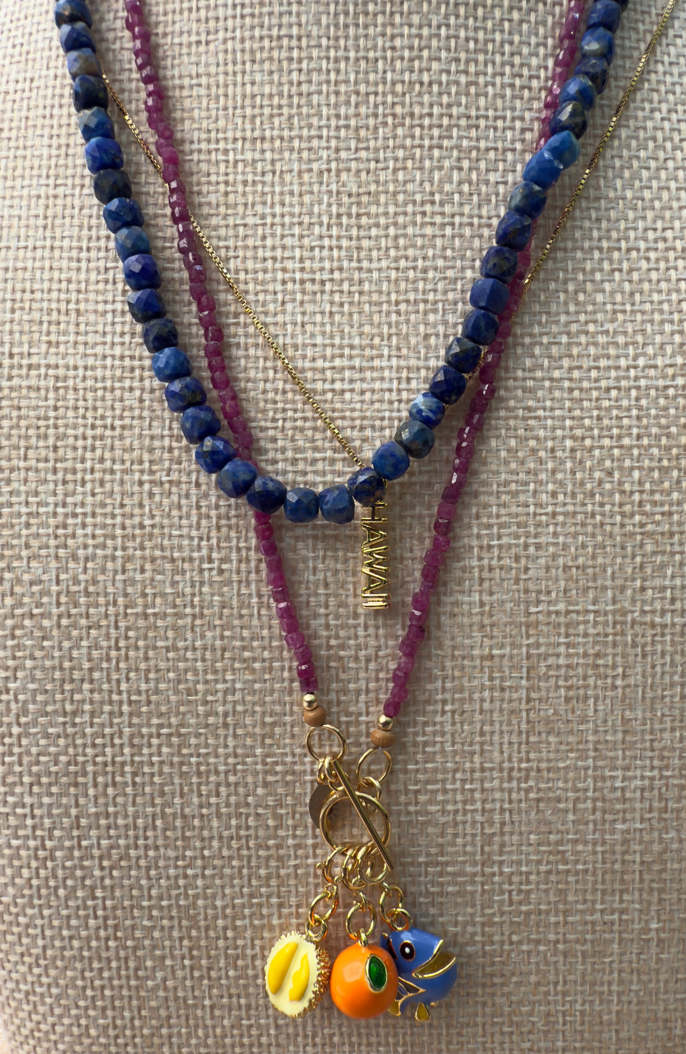 Lapis Lazuli Faceted Cube Beaded Necklace
