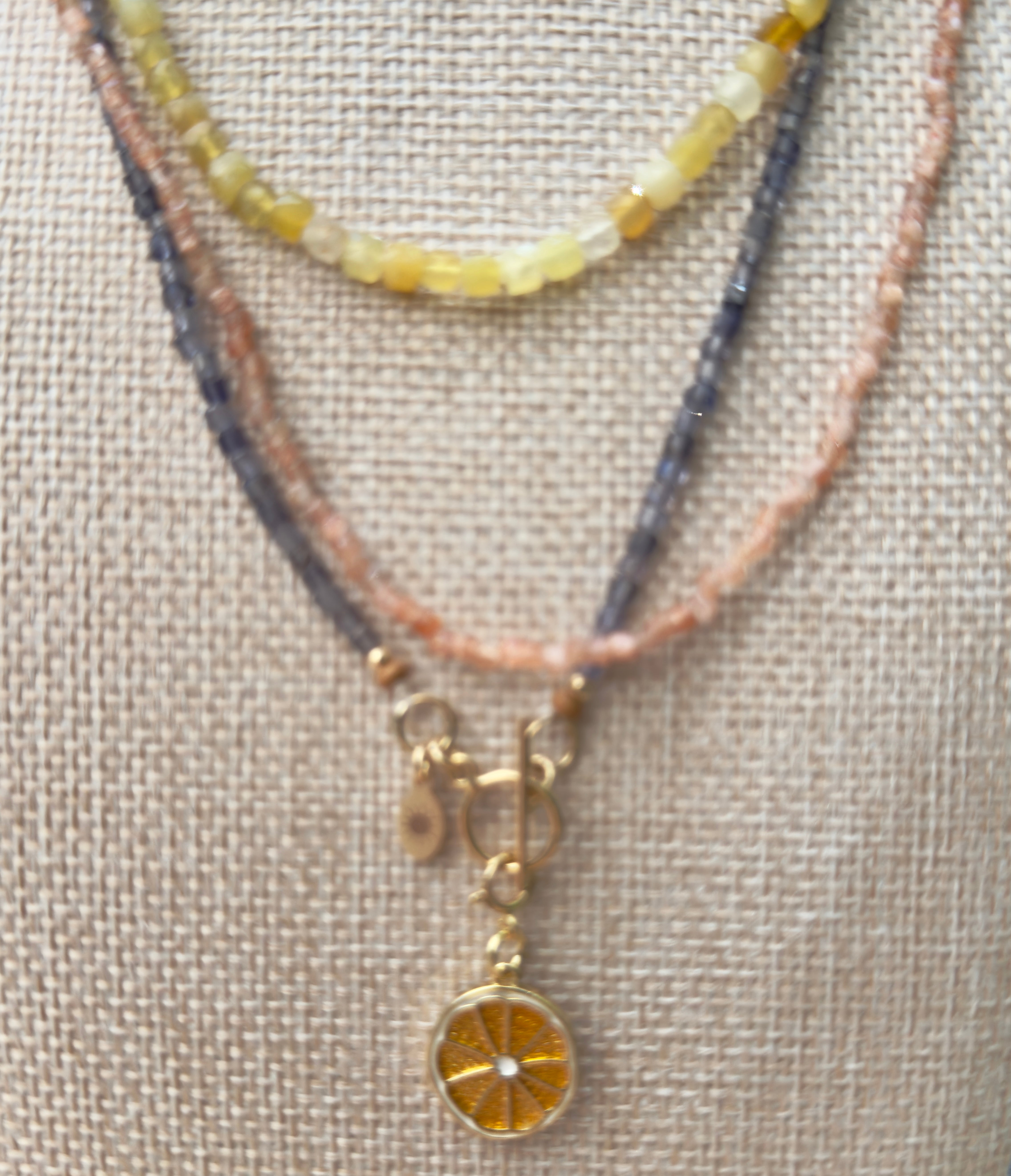 Iolite Faceted Cube Beaded Necklace with Toggle Clasp