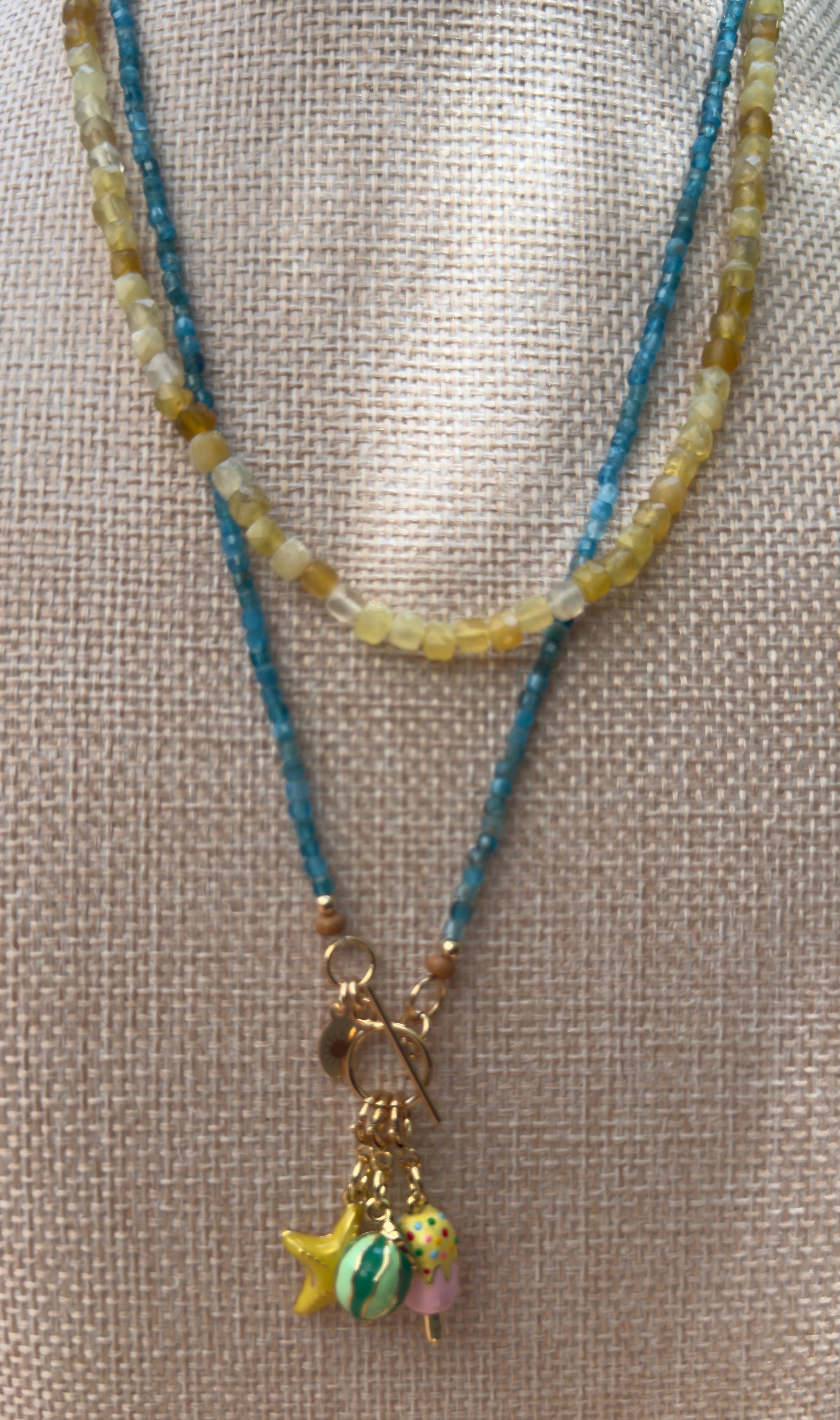 Citrine Faceted Cube Beaded Necklace