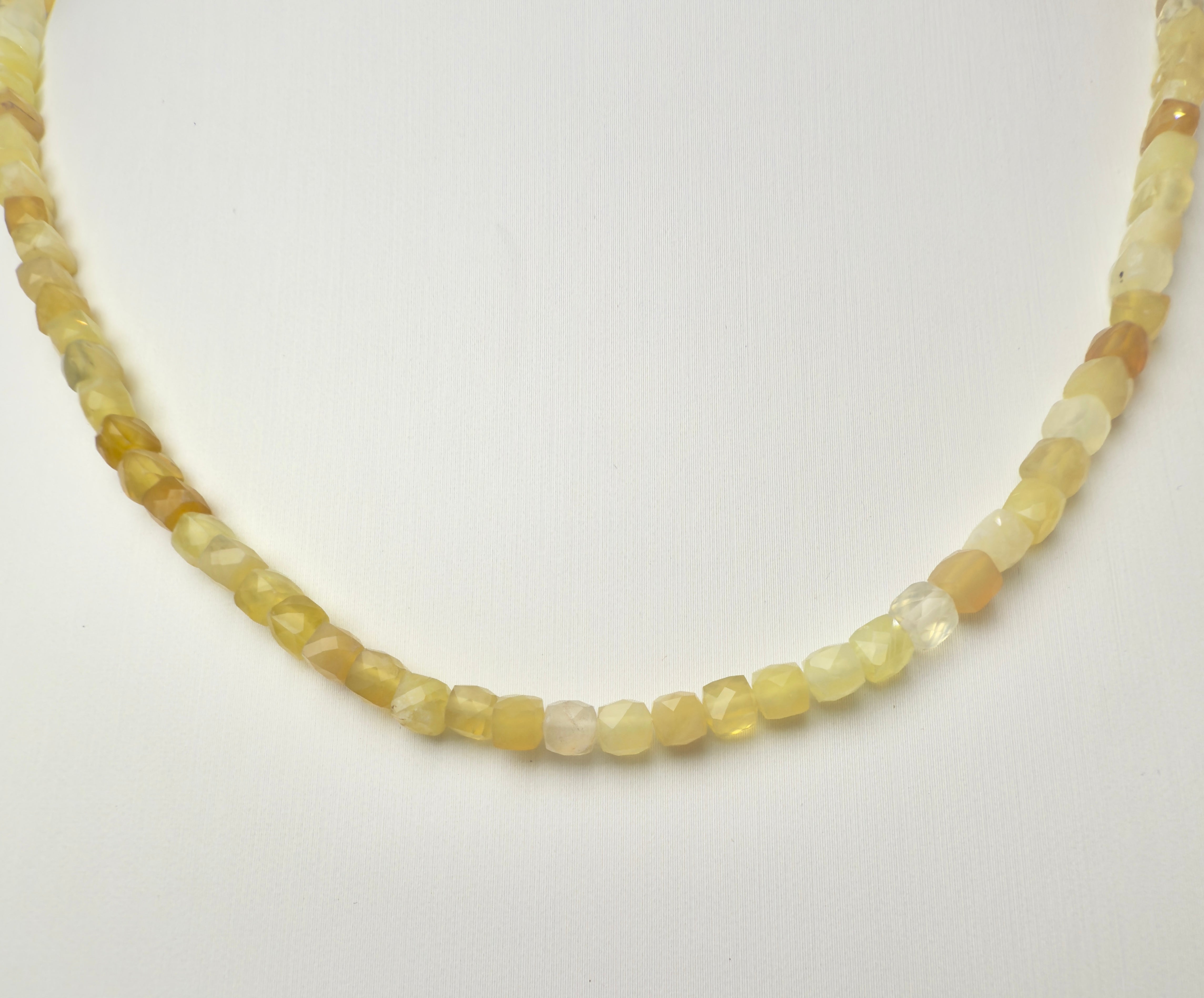 Citrine Faceted Cube Beaded Necklace
