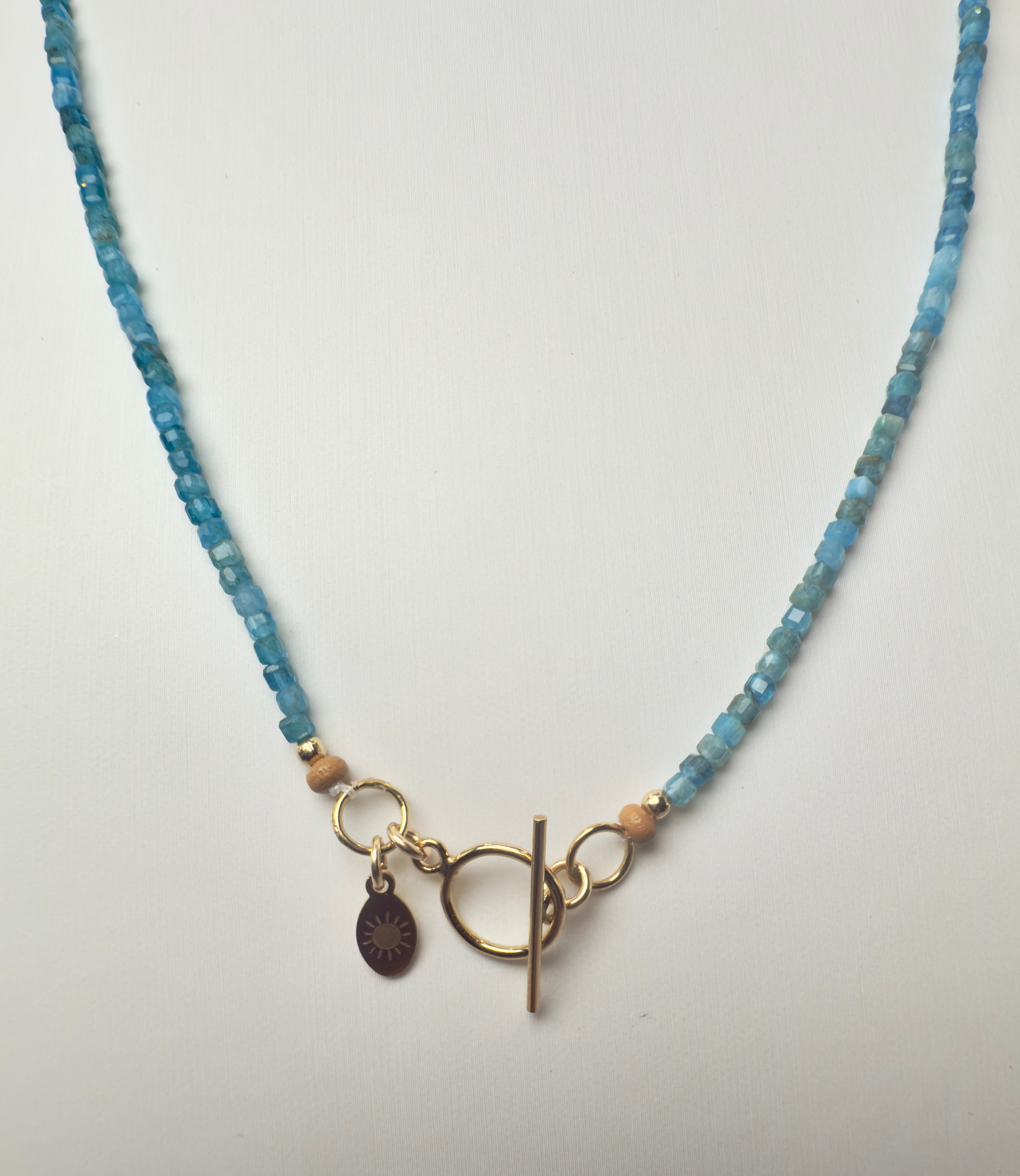 Apatite Faceted Cube Beaded Necklace with Toggle Clasp