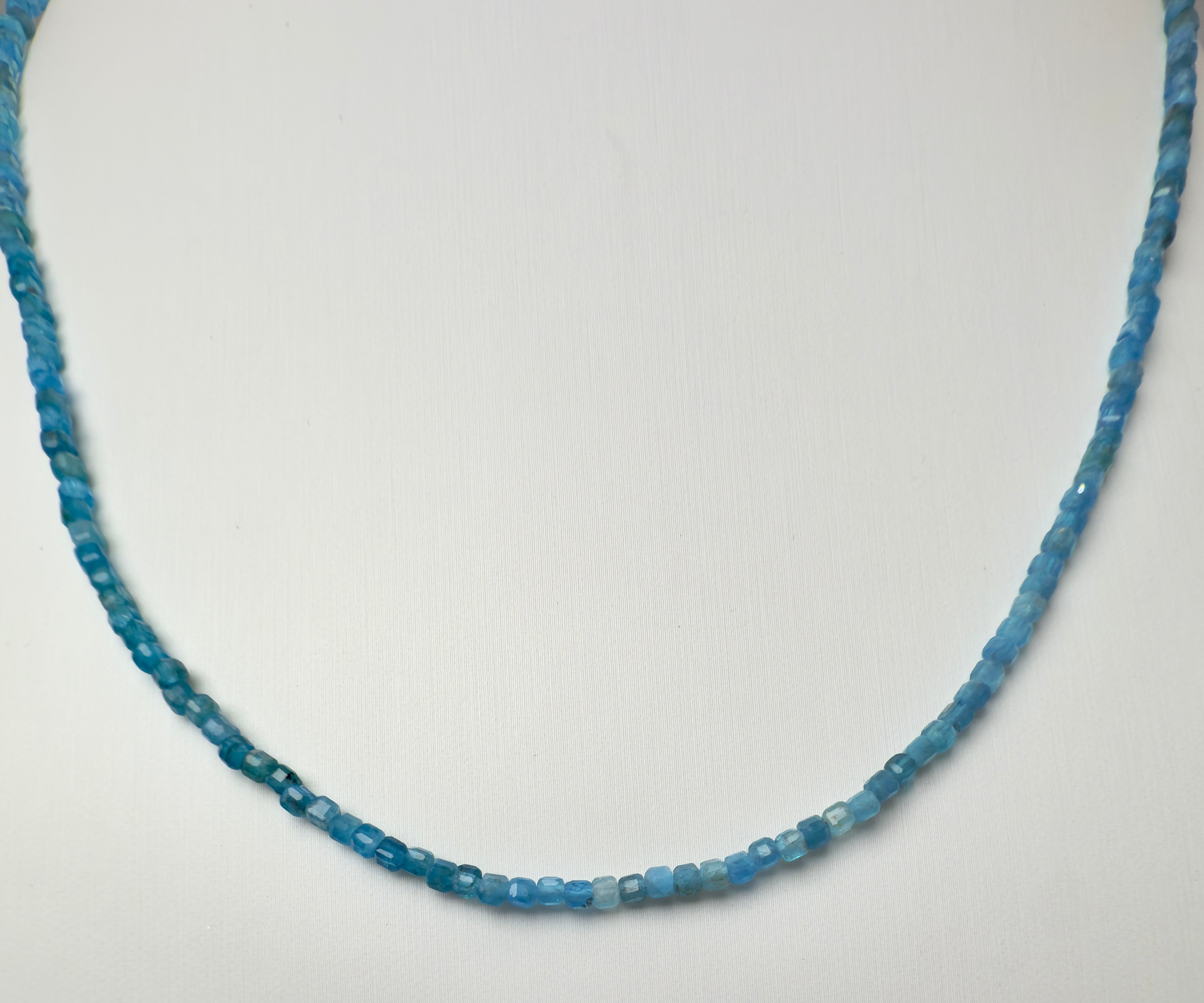 Apatite Faceted Cube Beaded Necklace with Toggle Clasp