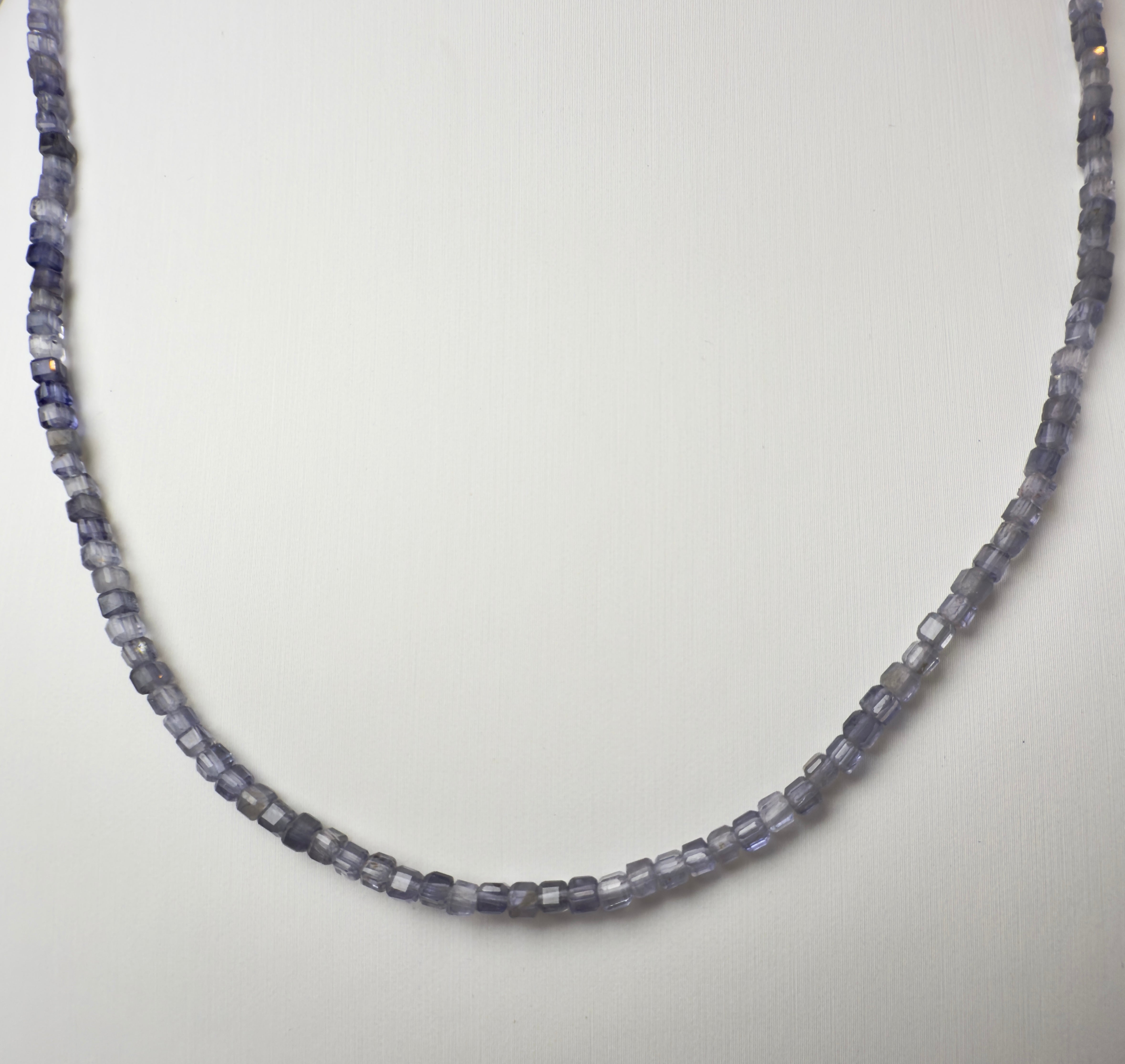 Iolite Faceted Cube Beaded Necklace with Toggle Clasp