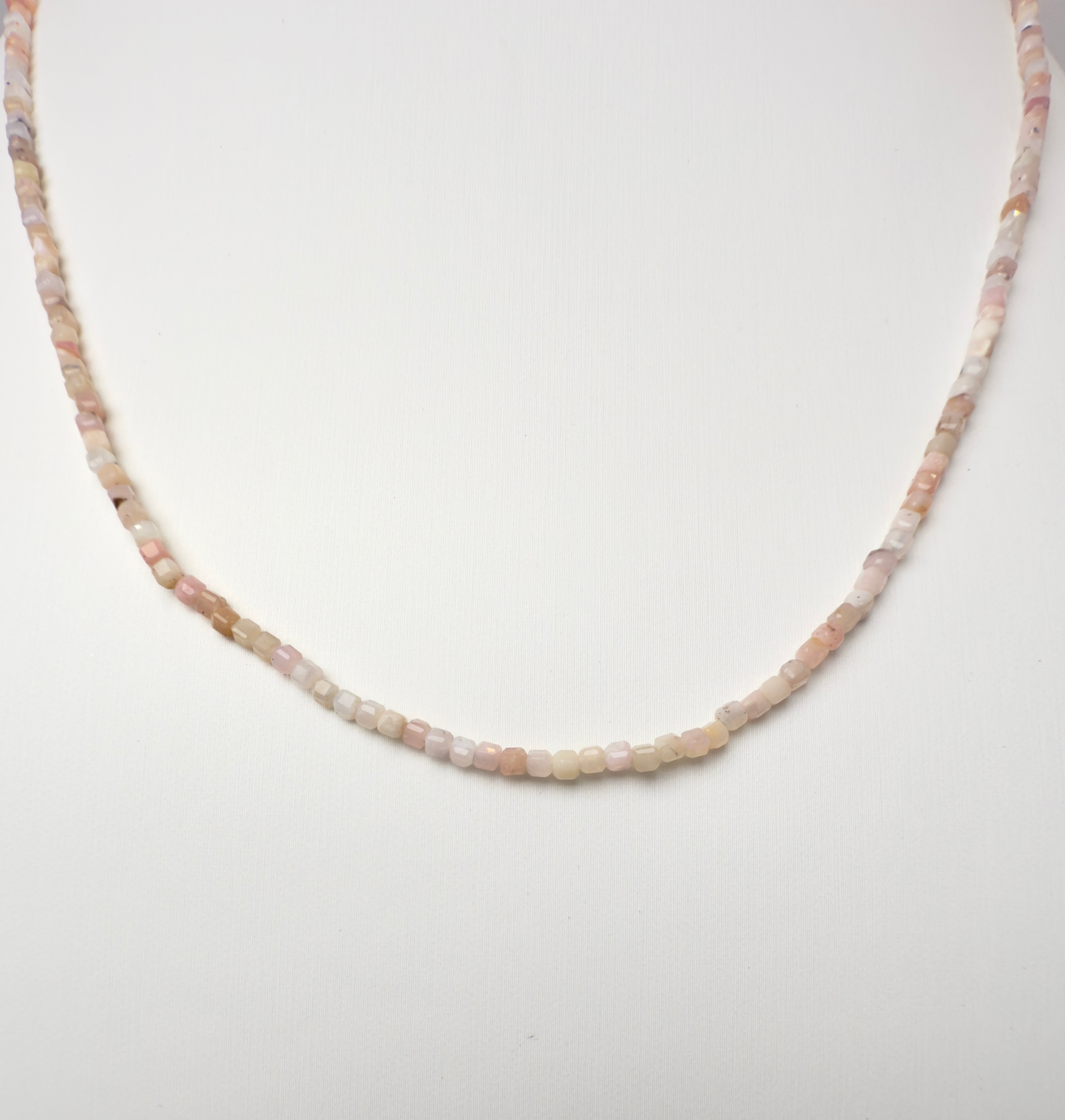 Pink Opal Faceted Cube Necklace with Toggle Clasp