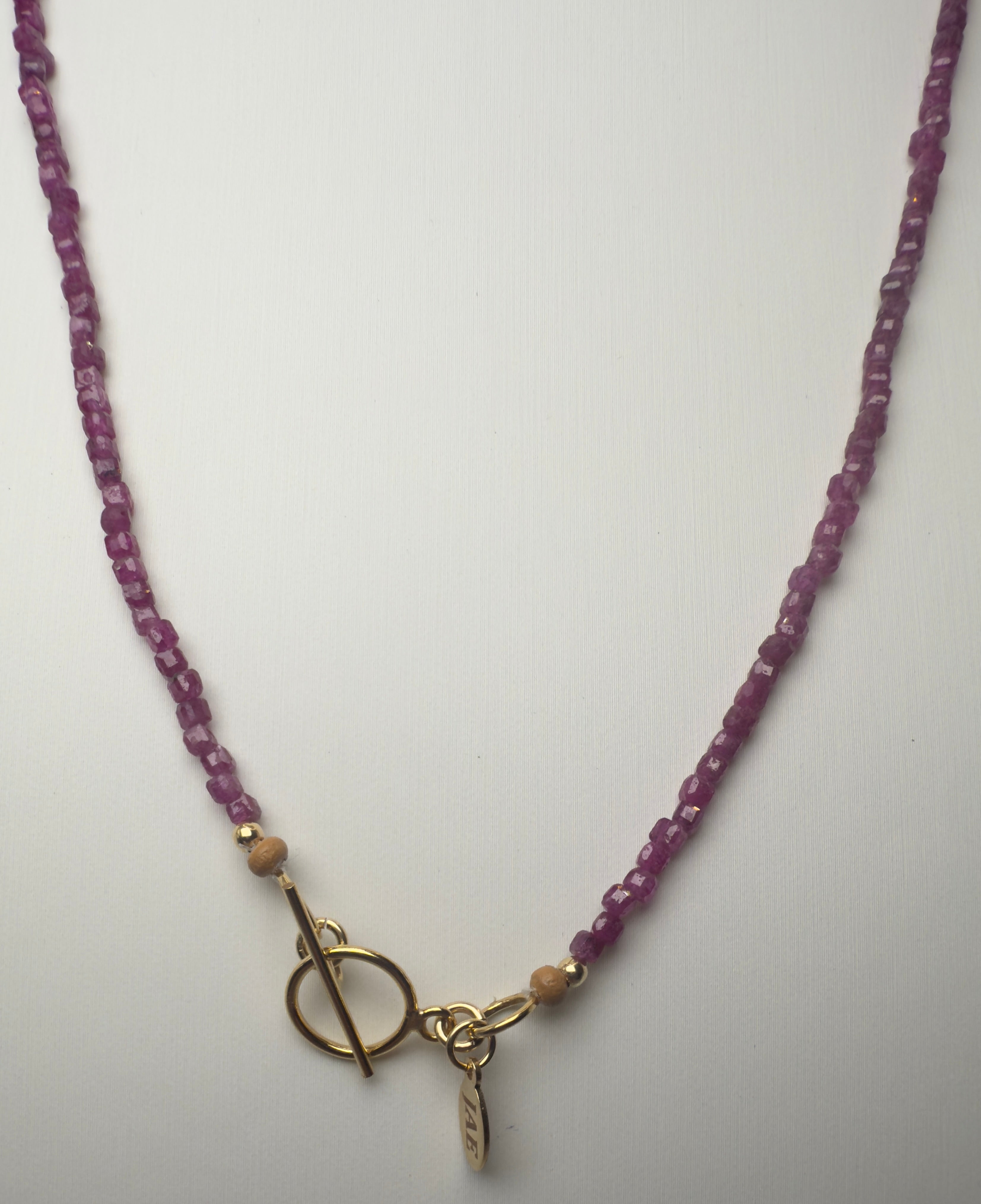 Ruby Faceted Cube Beaded Necklace with Toggle Clasp