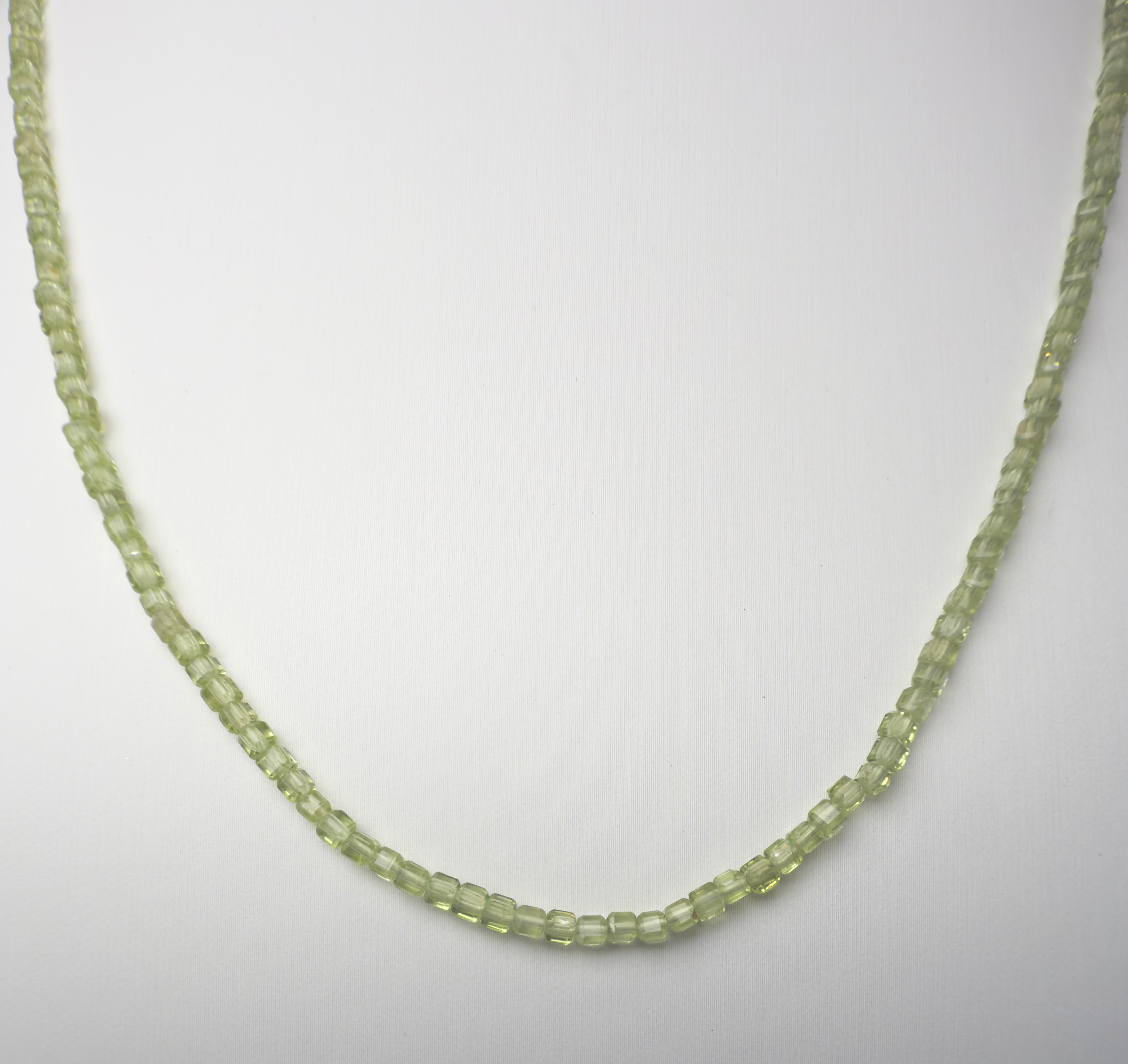 Peridot Faceted Cube Beaded Necklace with Toggle Clasp
