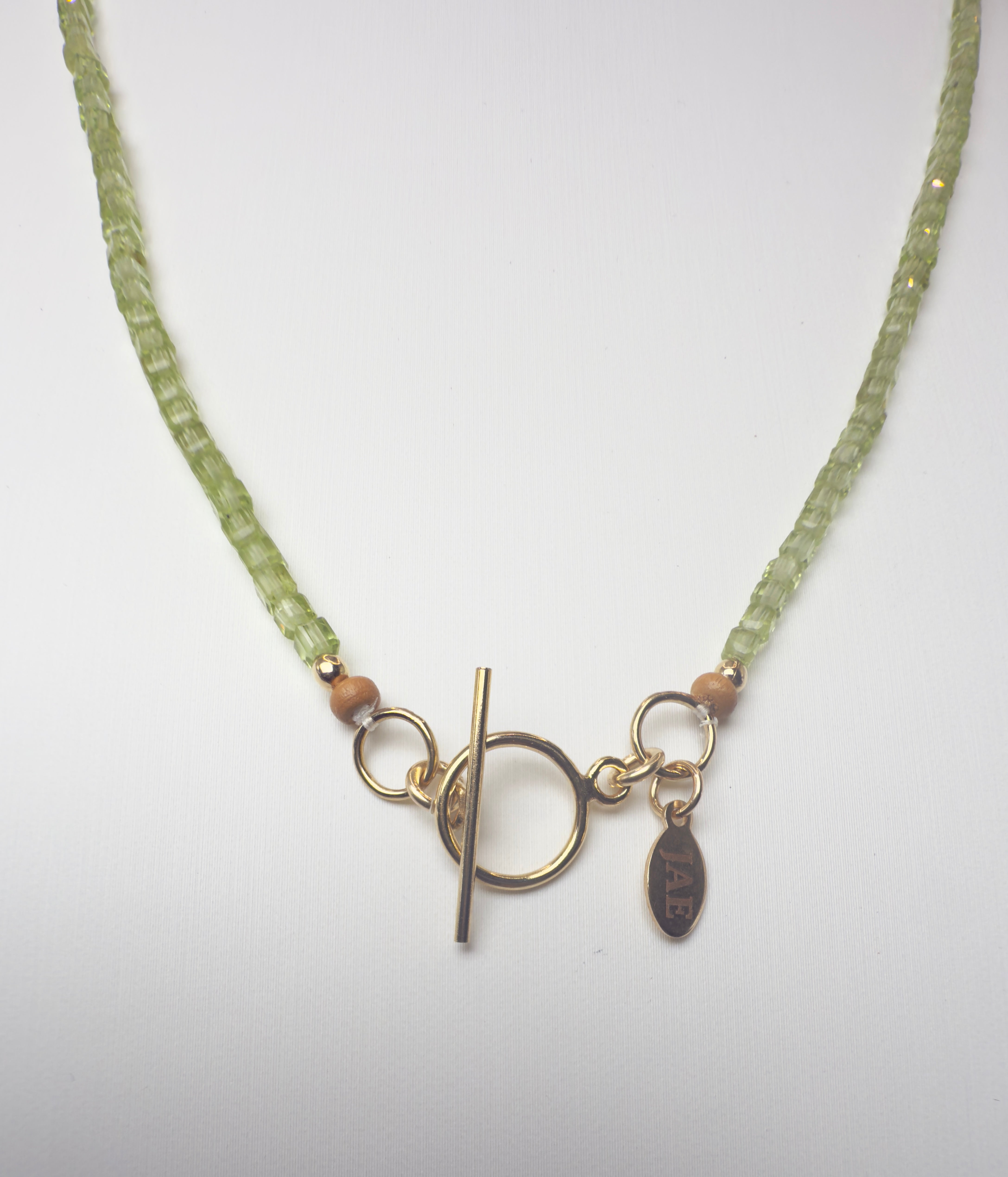 Peridot Faceted Cube Beaded Necklace with Toggle Clasp