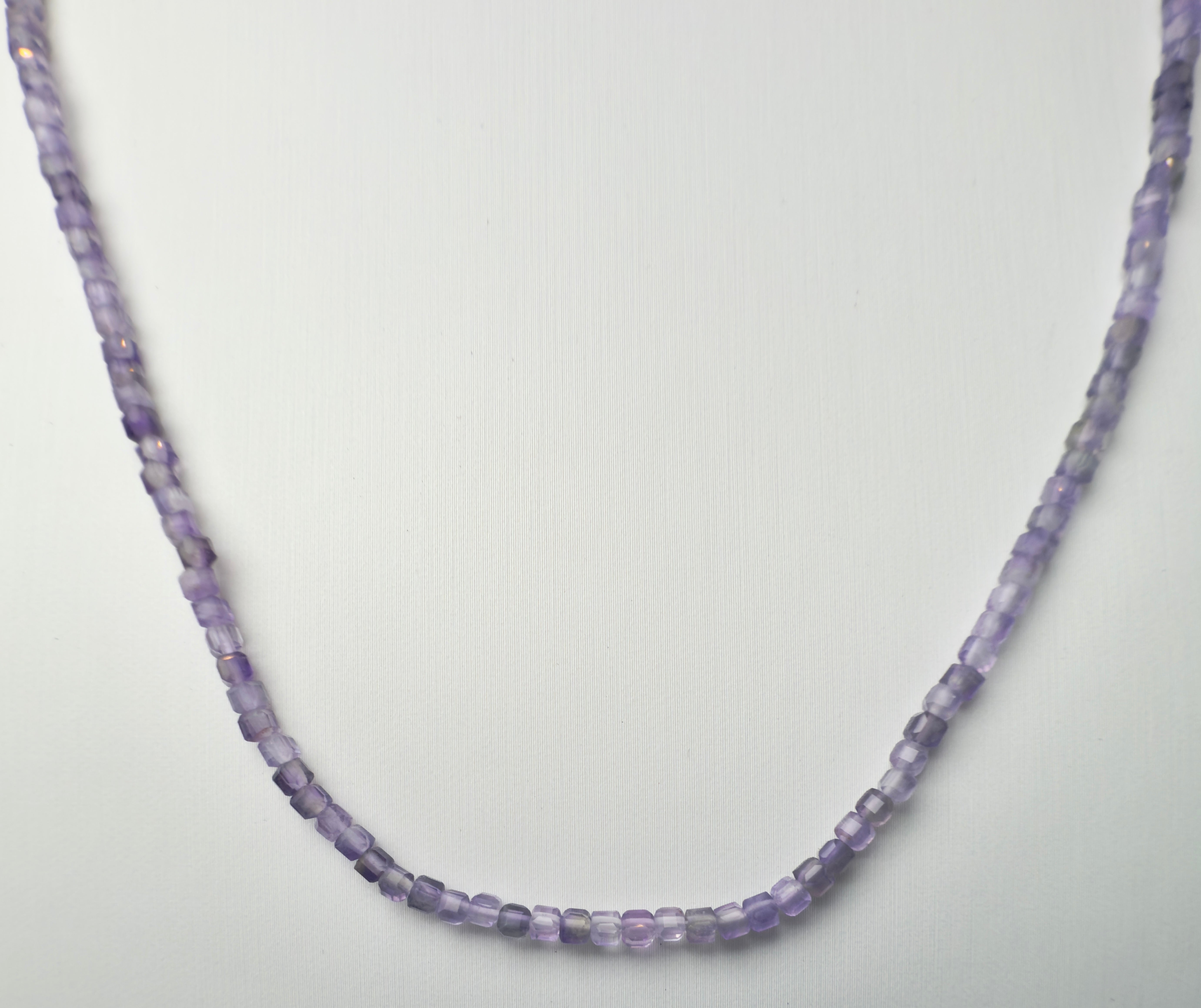 Amethyst Faceted Cube Beaded Necklace with Toggle Clasp
