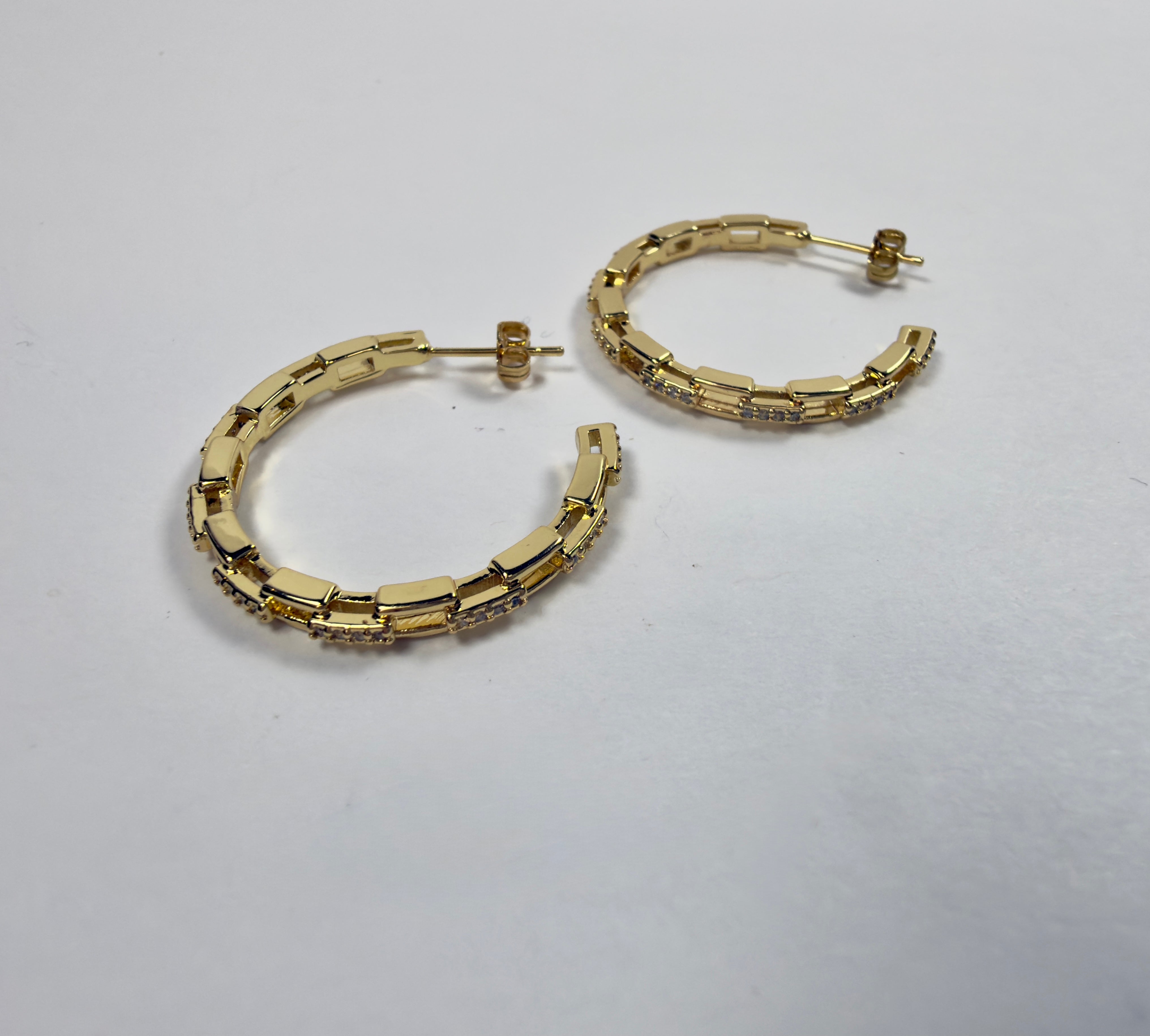 The Arden - Venetian Box with Cubic Zirconia Accent Hoop Earrings