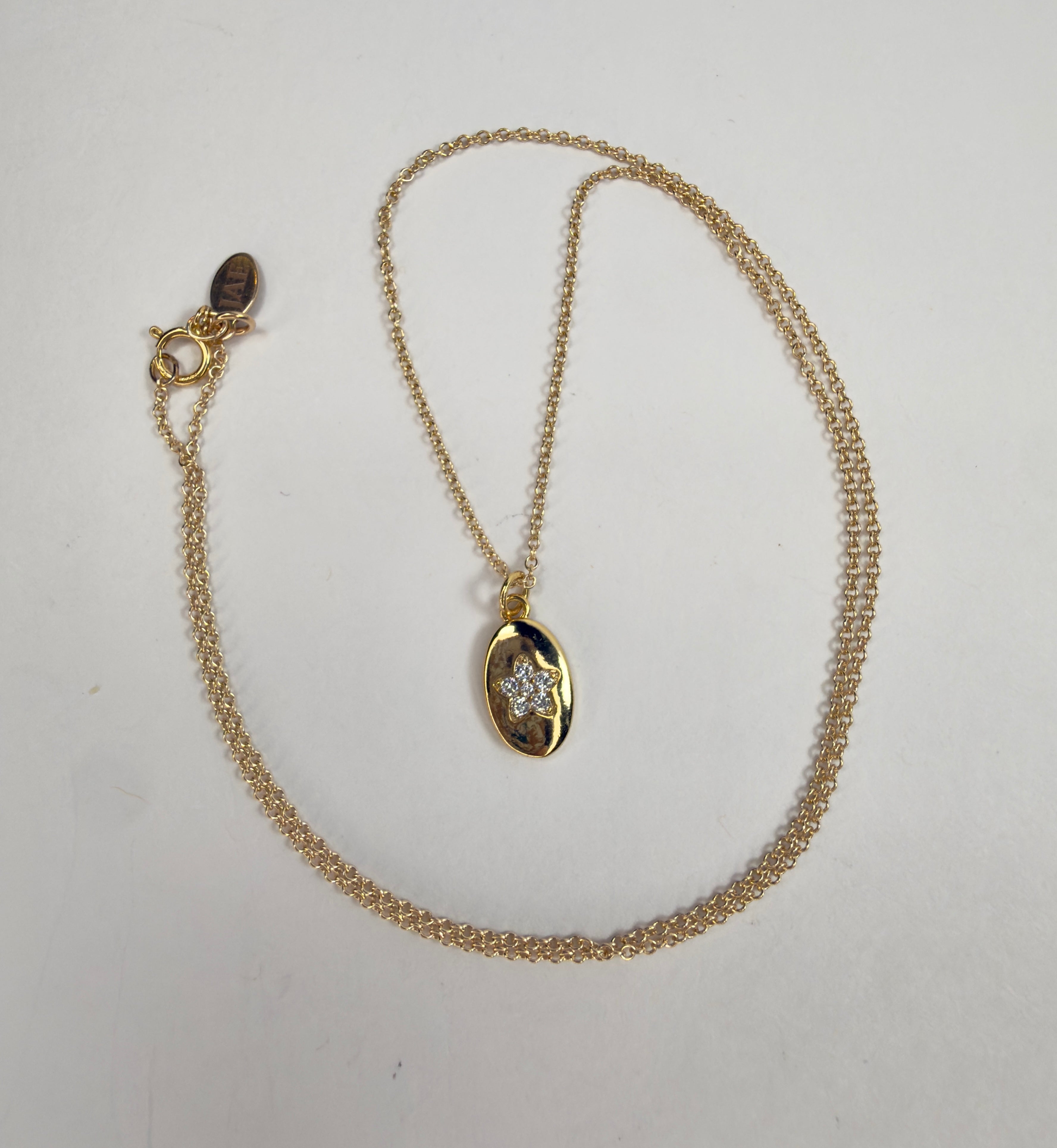 The Greer - Oval Charm with a Cubic Zirconia Star Necklace