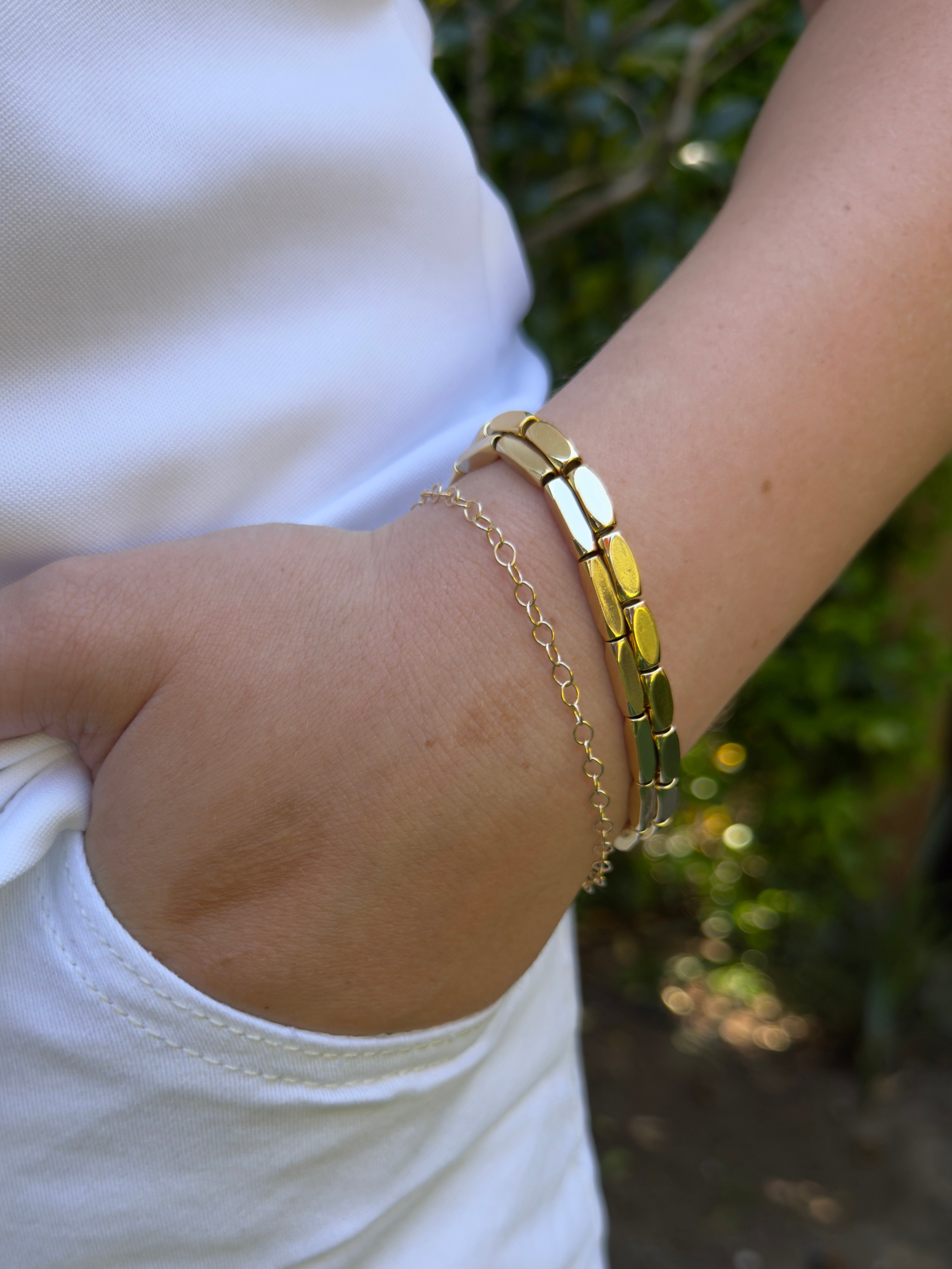 The Scottie - Rectangular Gold Beaded Bracelet